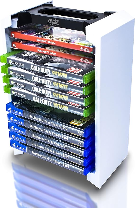 Game Storage Tower – Universal Video Game Storage – Stores 12 Game or Blu-Ray Disks –...