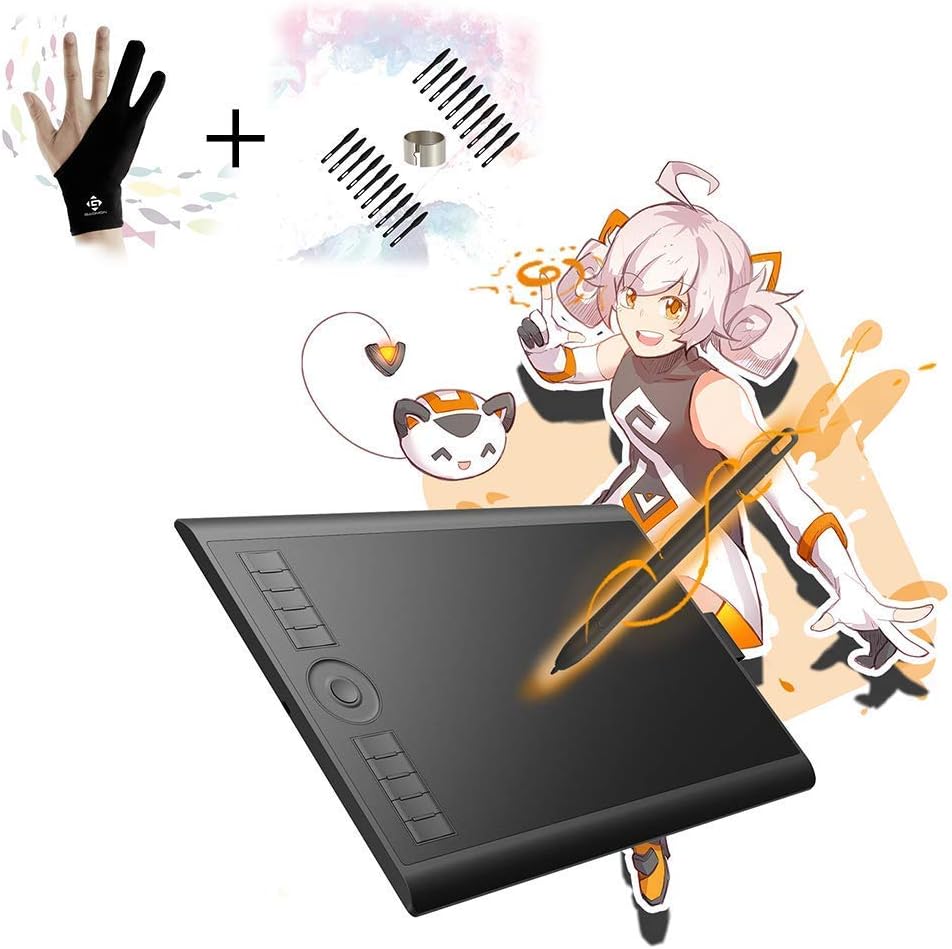 GAOMON M10K 2018 Art Animation Tablet& GAOMON Two-Finger Glove&GAOMON Nibs for AP31 of M10K 2018