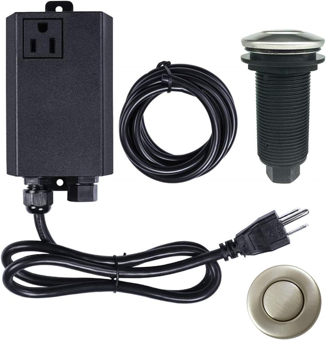 Garbage Disposal Air Switch Kit Sink Top Waste Disposal Long Stainless Steel Brushed Nickel...