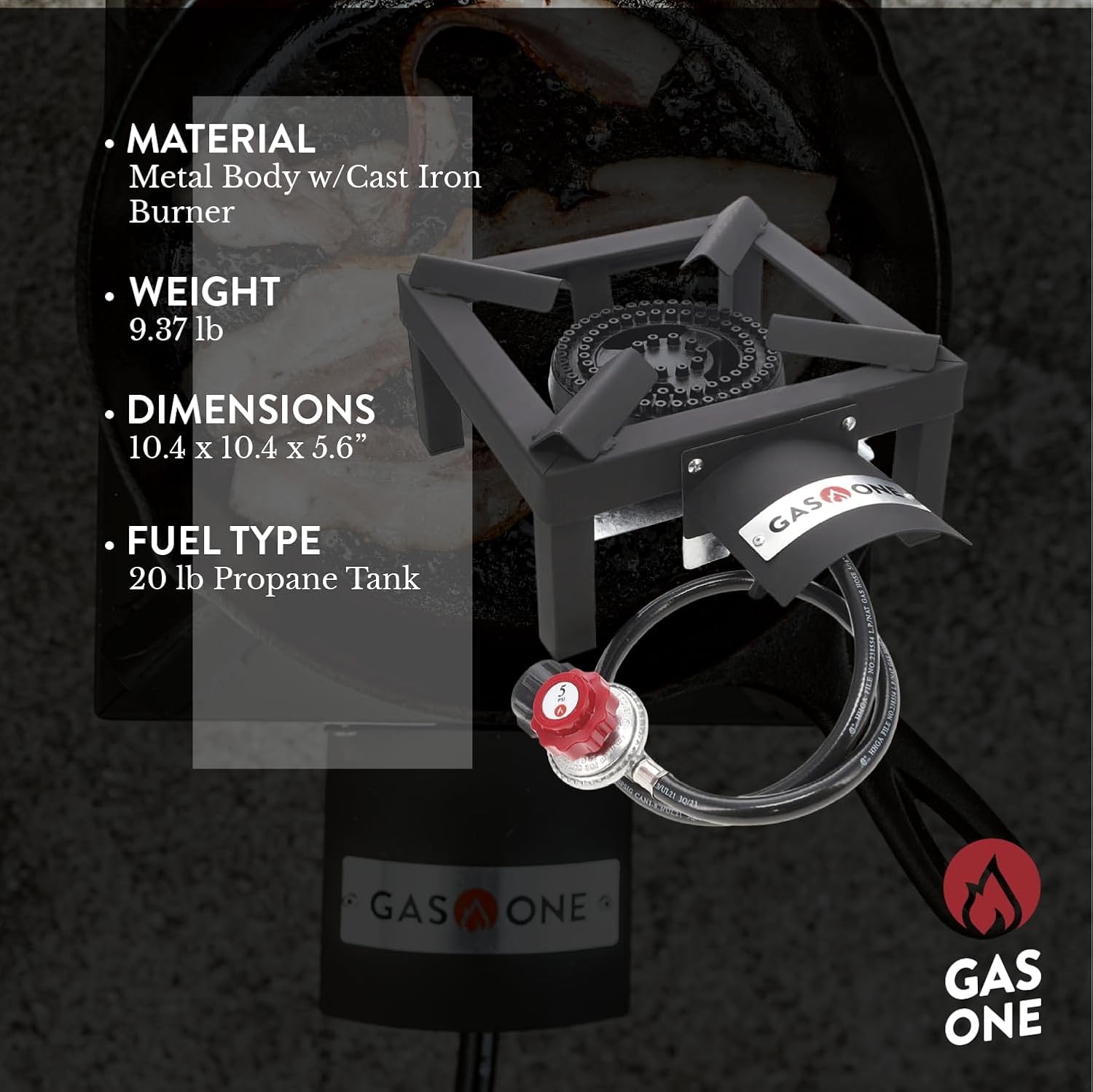 GasOne High Pressure Single Propane Burner - Outdoor Cooking with Heat Shield and Guard –...