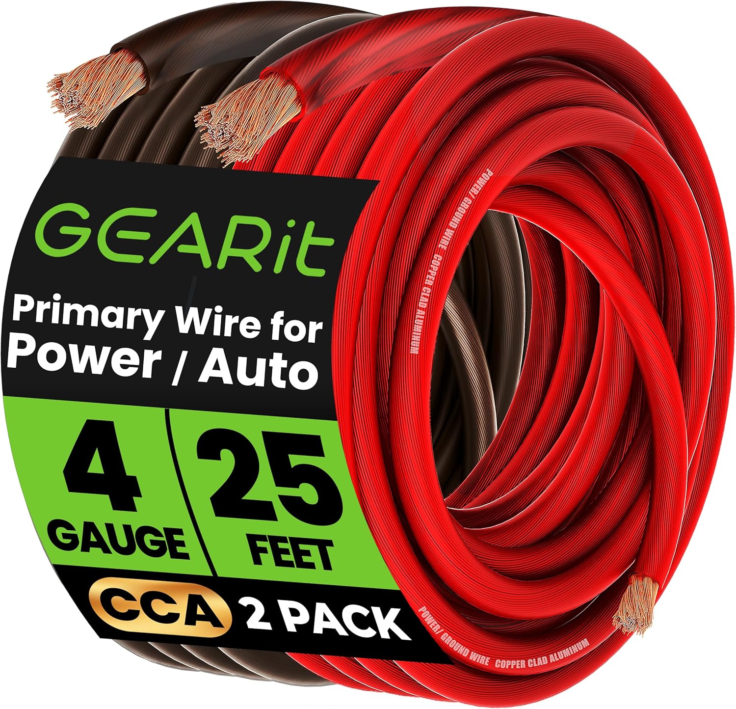 GEARit 4 Gauge Wire, CCA Electrical Wire Extension Cord for Automotive Power/Ground, Battery...