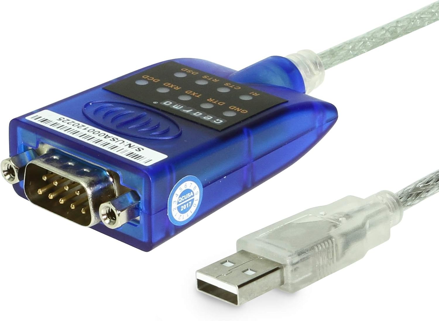 Gearmo USB to Serial RS-232 Adapter with LED Indicators, FTDI Chipset, Supports Windows...