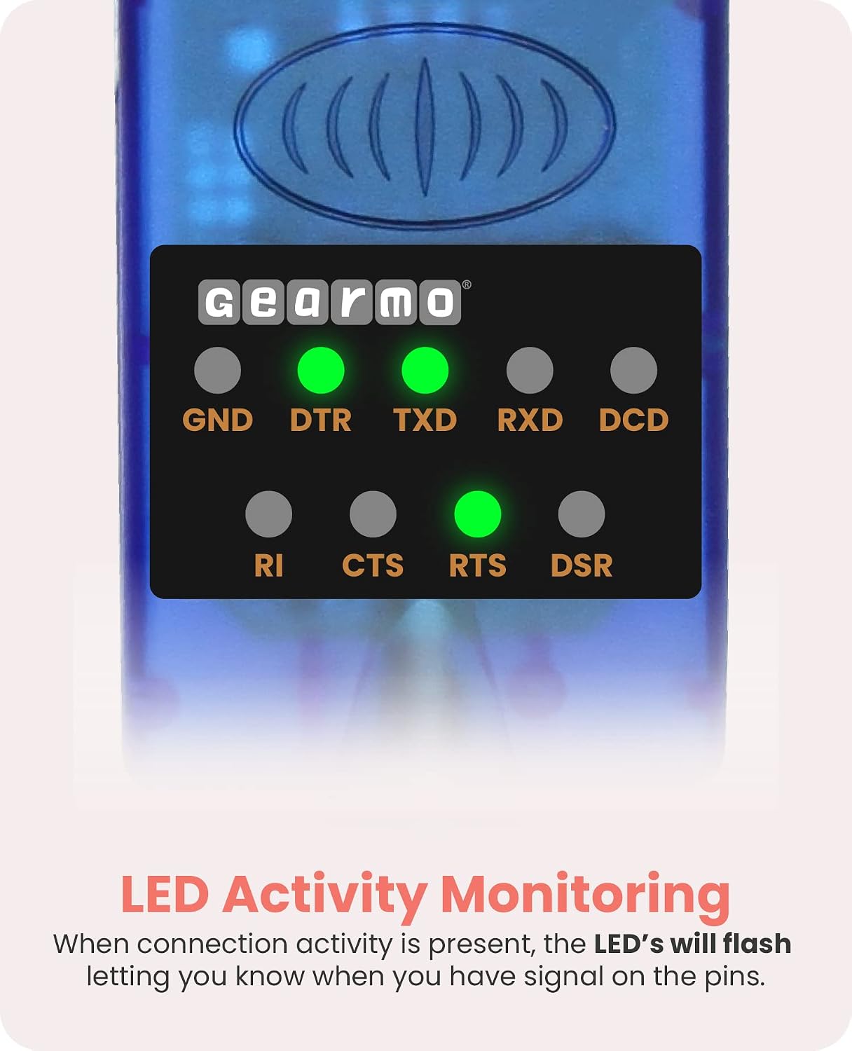 Gearmo USB to Serial RS-232 Adapter with LED Indicators, FTDI Chipset, Supports Windows... image