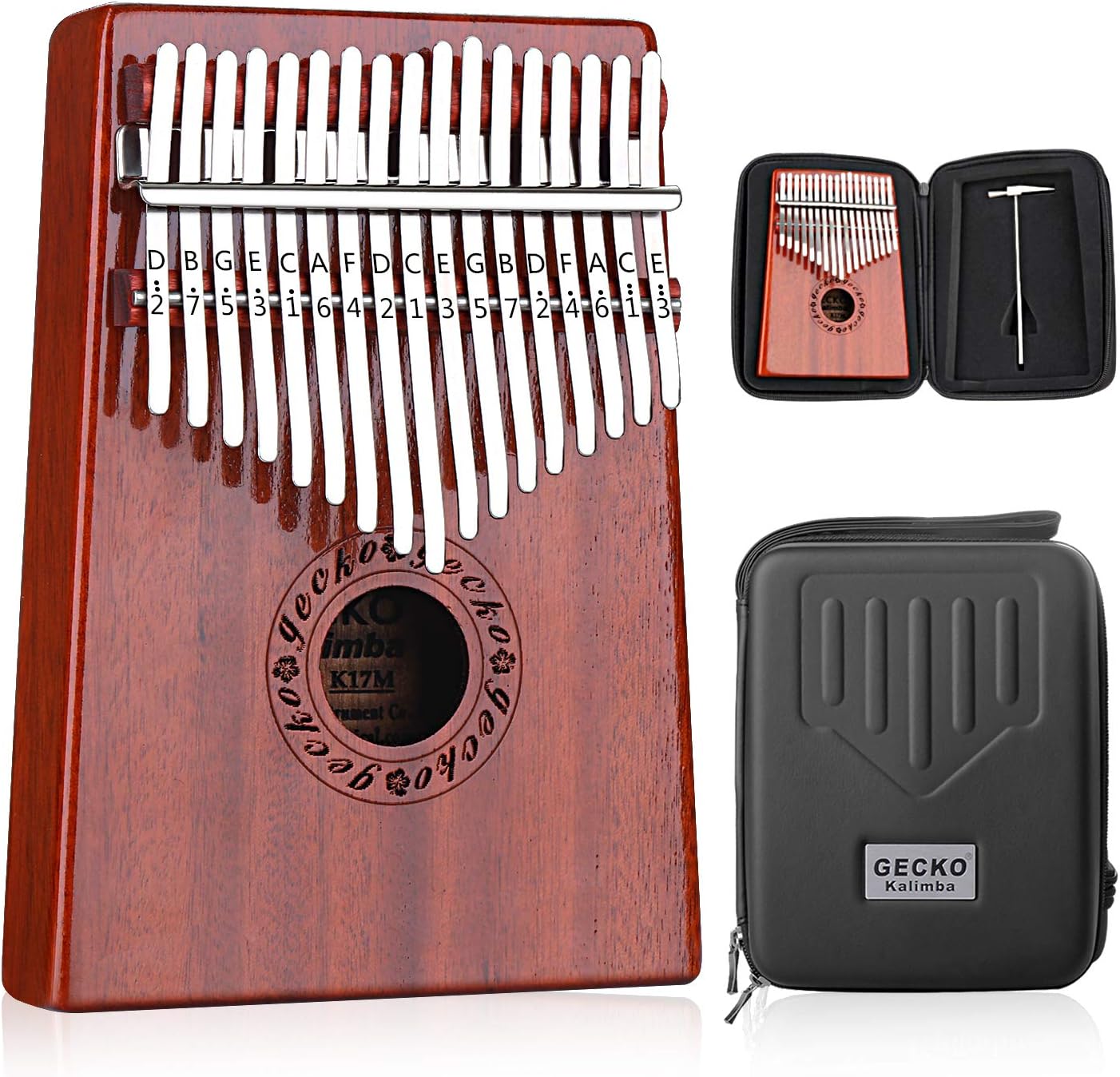 GECKO Kalimba 17 Keys Thumb Piano with Waterproof Protective Box, Tune Hammer and Study...