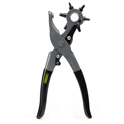 General Tools Leather Hole Punch Tool - 6 Multi-Hole Sizes for Leather, Rubber, & Plastic...