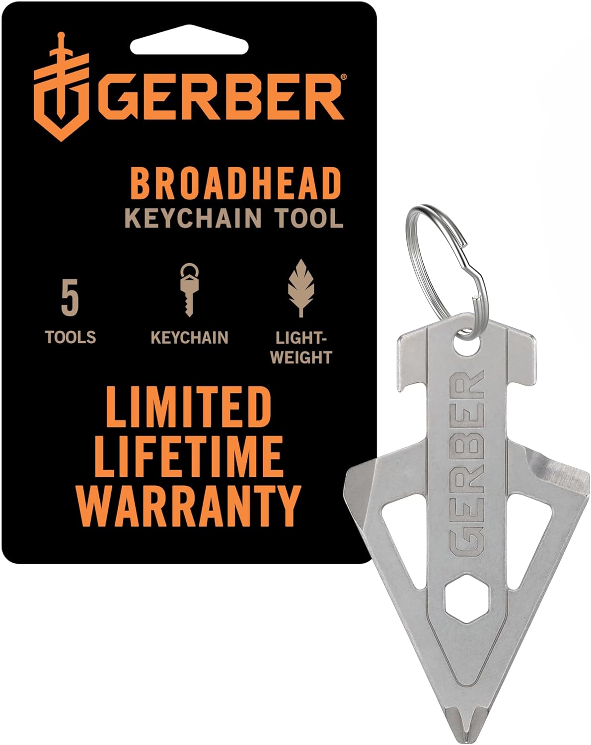 Gerber Gear Broadhead Keychain 5-in-1 Multitool, Clips to Pocket or Keychain with Bottle...