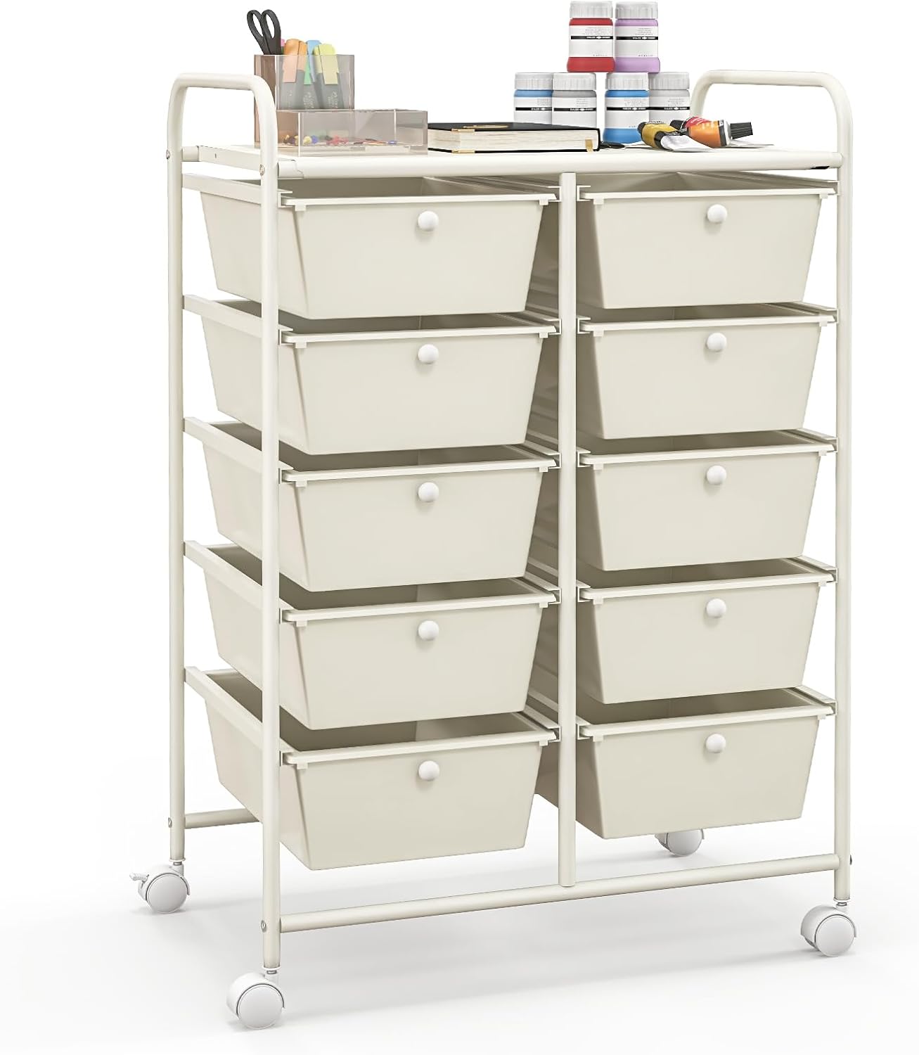 Giantex 10 Drawers Rolling Cart, Classroom Organizers, Storage Cart with Wheels, for Teacher...
