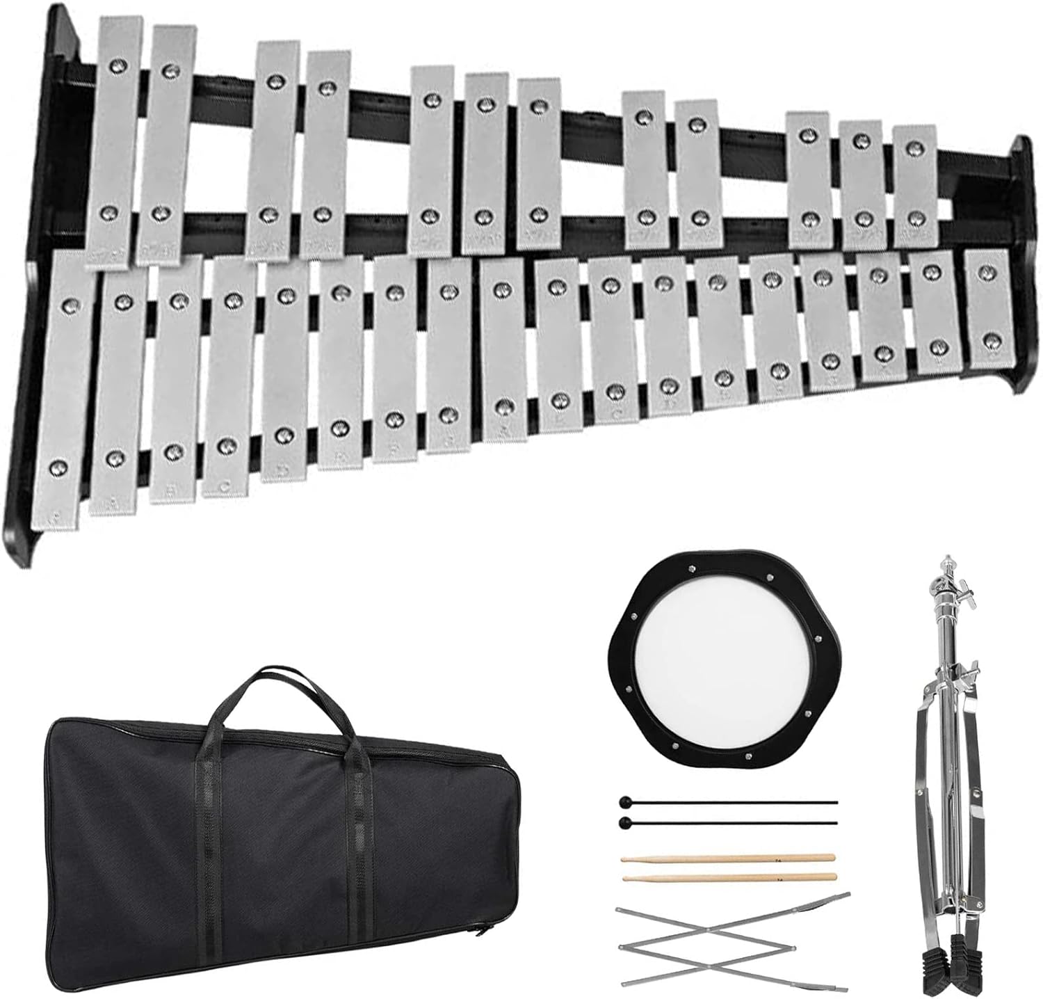 Giantex 27 Note Glockenspiel Xylophone, Percussion Instrument with Wood Base and 27 Metal...