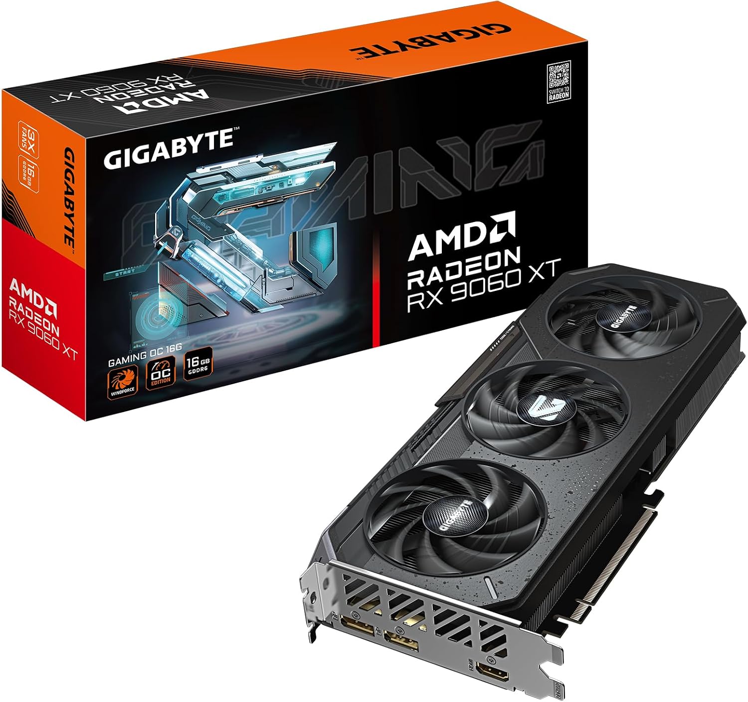 GIGABYTE Radeon RX 9060 XT Gaming OC 16G Graphics Card, PCIe 5.0, 16GB GDDR6...