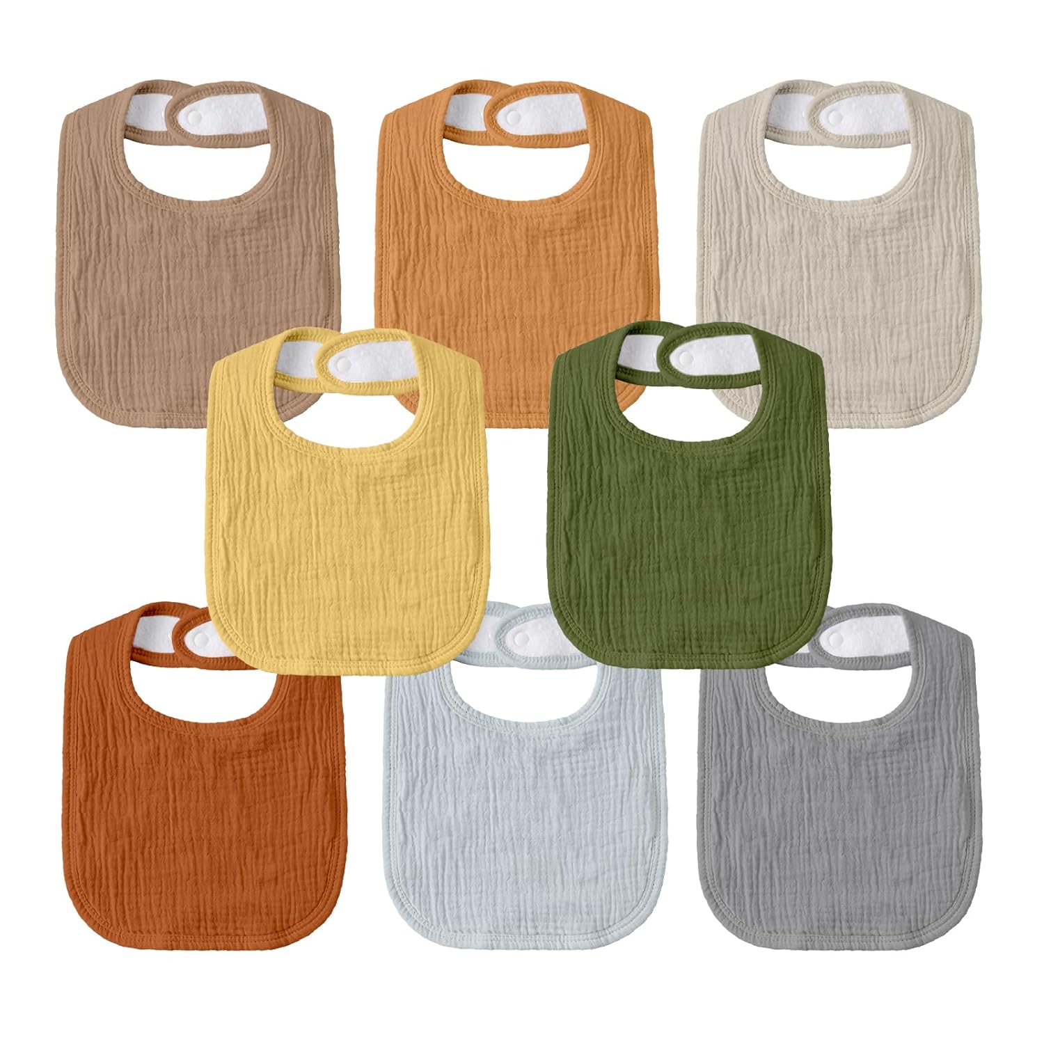 GLLQUEN BABY Muslin Drool Bibs for Boys Girls 8 Pack, Adjustable Baby Bibs for Drooling and... image