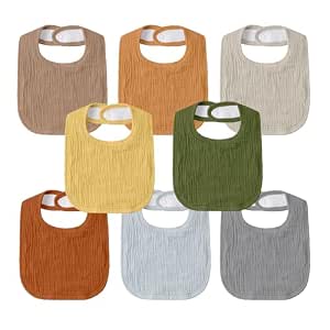 GLLQUEN BABY Muslin Drool Bibs for Boys Girls 8 Pack, Adjustable Baby Bibs for Drooling and... image