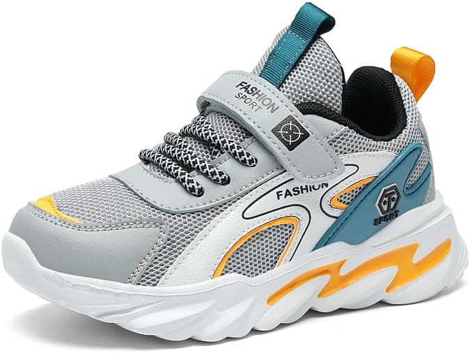 GLMYML Boys Sneakers Girls Kids Running Shoes, Breathable Mesh Hook & Loop Non-Slip...