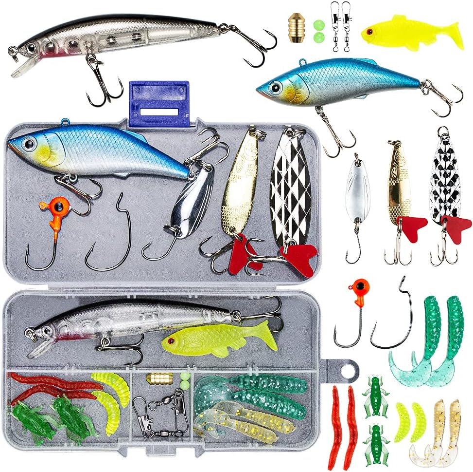 GOANDO Fishing Lures Kit for Freshwater Bait Tackle Kit for Bass Trout Salmon Fishing...