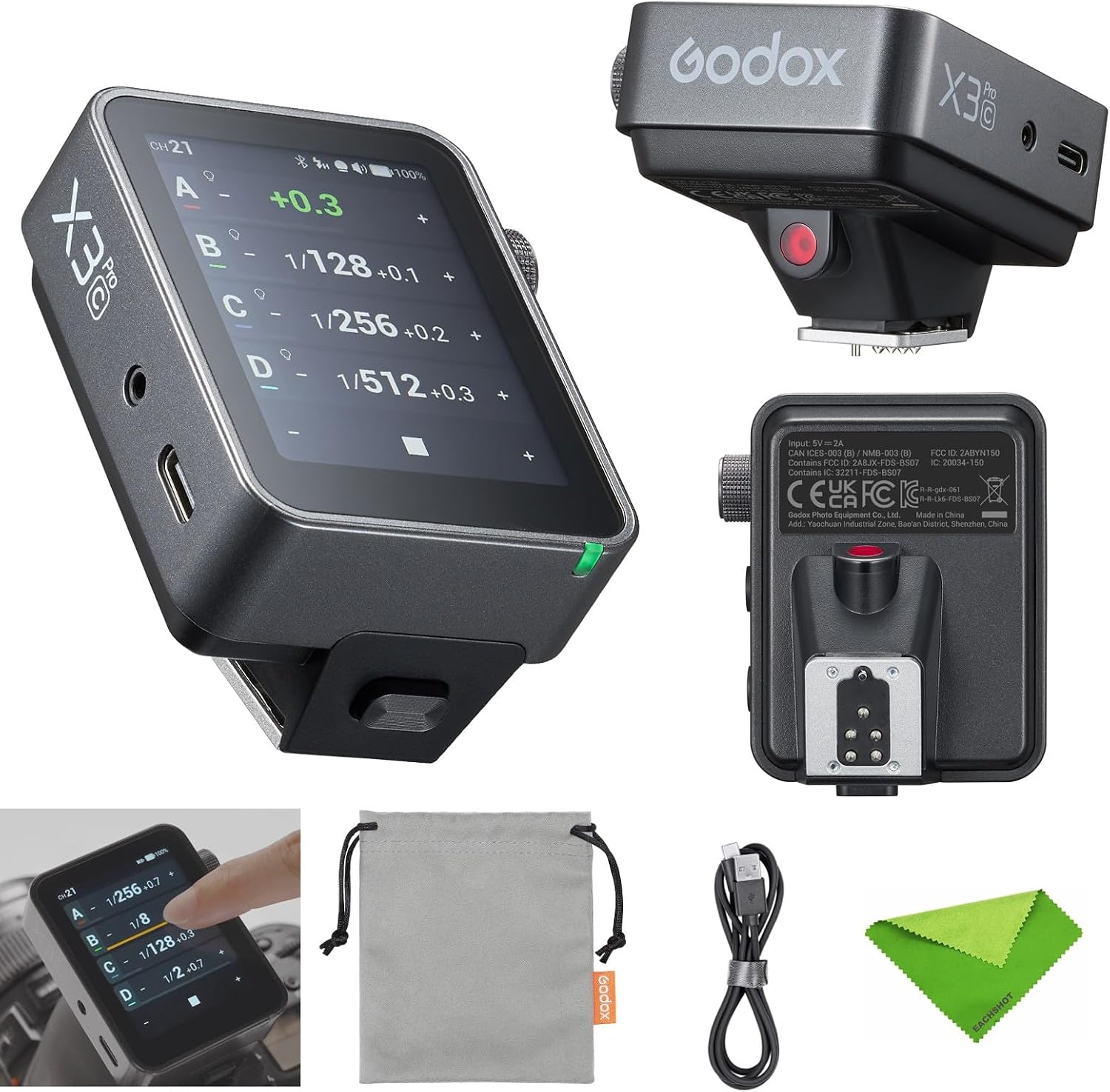 Godox X3 Pro C X3Pro C Touchscreen TTL Flash Trigger for Canon, 2.4G Wireless, 2.4" LCD...