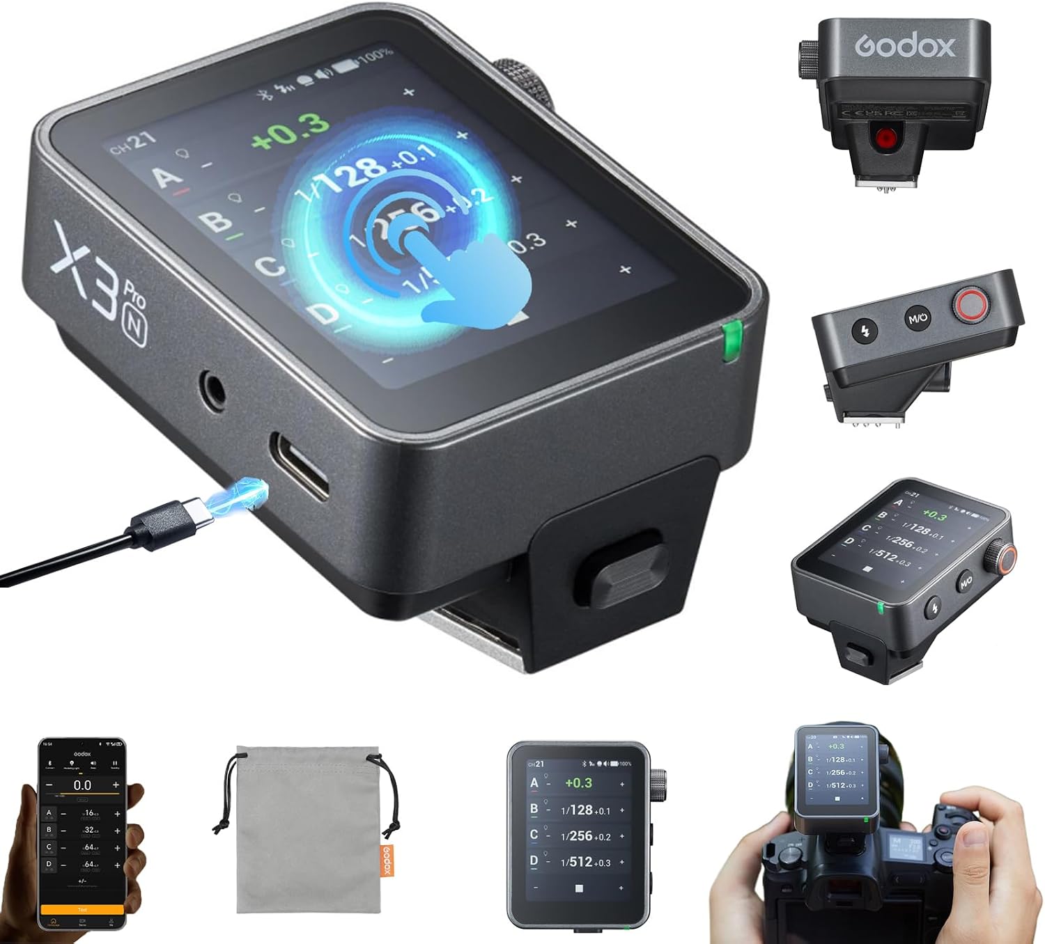 Godox X3 Pro-N X3Pro N TTL Wireless Flash Trigger for Nikon, 2.4'' LCD Touchscreen,Built-in...