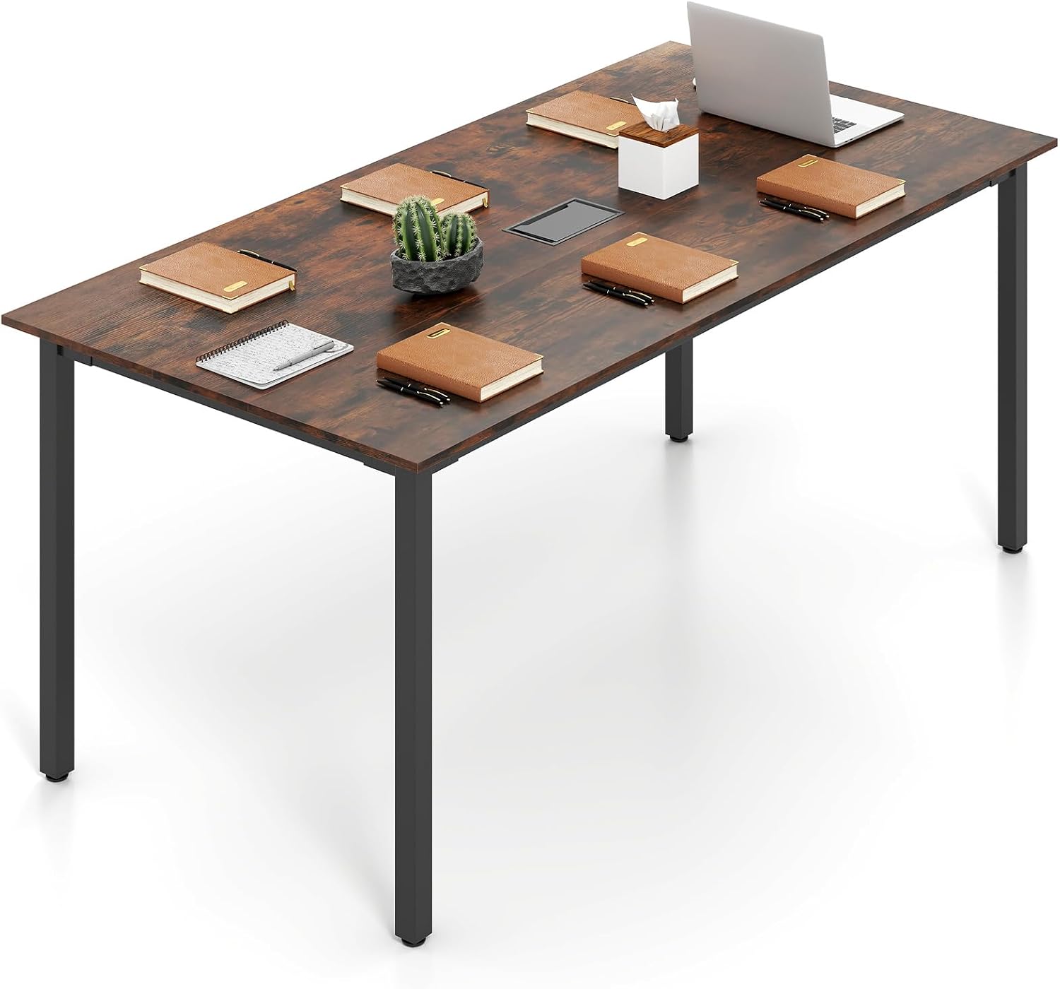 GOFLAME 6 FT Conference Table, 71" L x 35.5" W Large Office Table w/Cable Grommet, Sturdy...