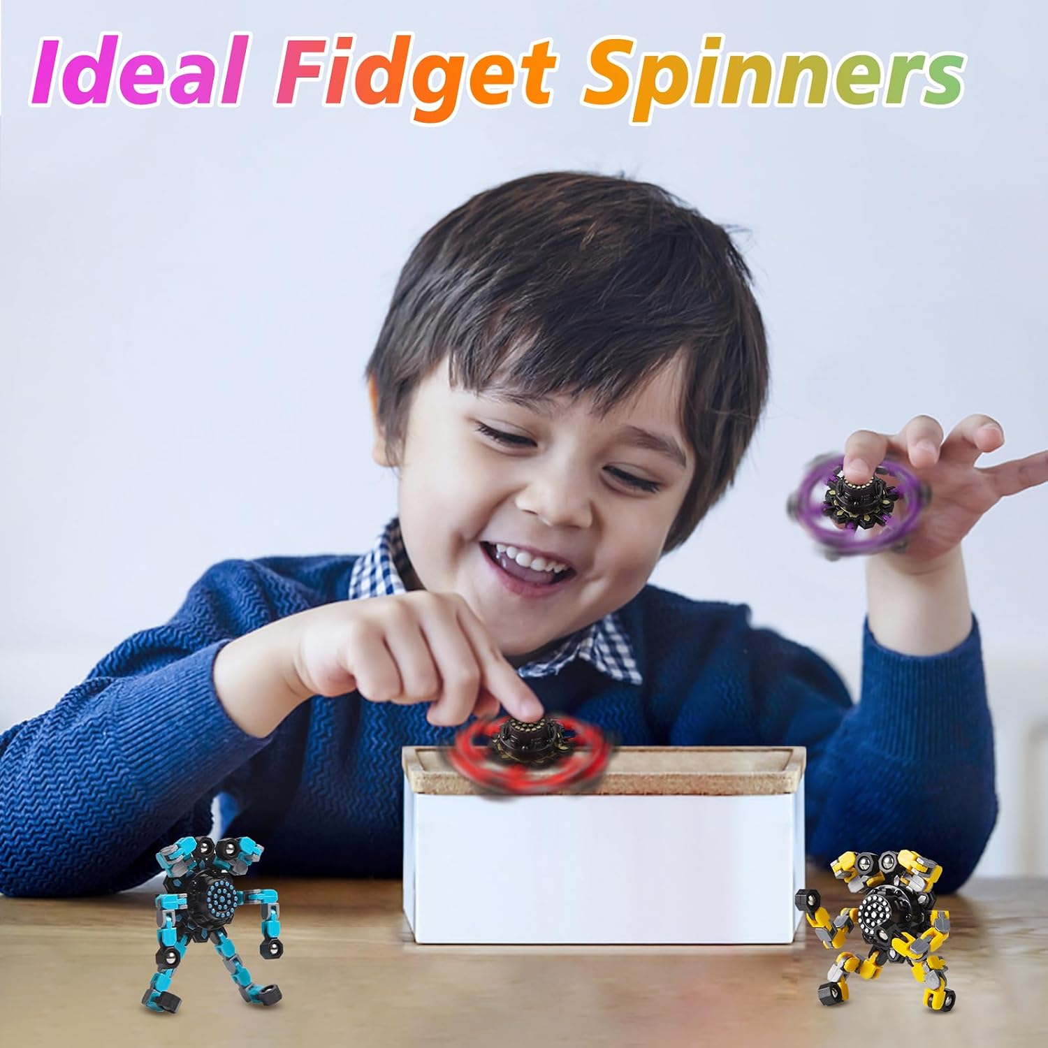 Gokeey Transformable Fidget Spinners Toys 4 Pcs for Kids and Adults Stress Relief Sensory... image