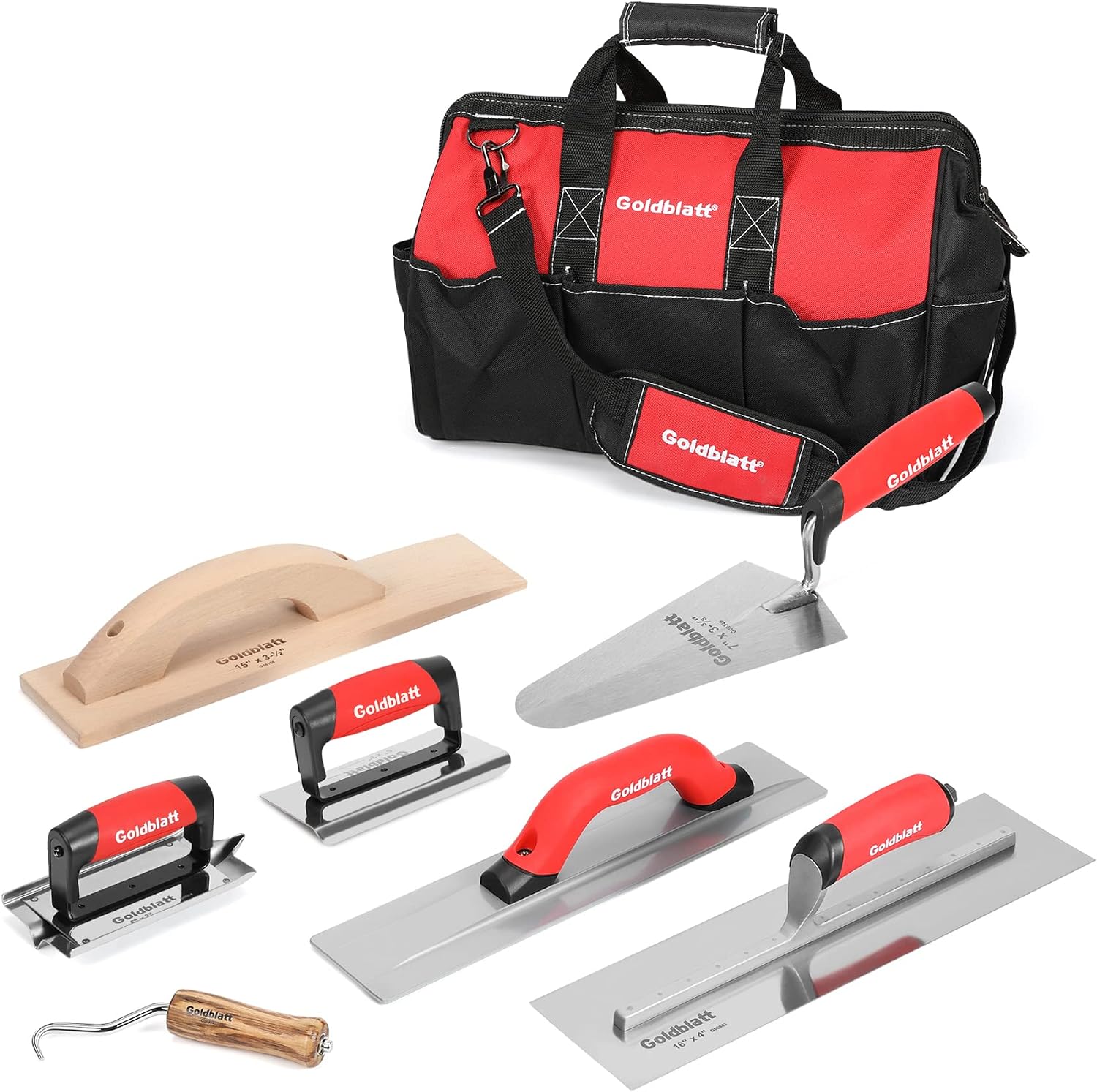 Goldblatt 8 Pieces Masonry Hand Tool Set Includes Finishing Trowel, Gauging Trowel, Groover...