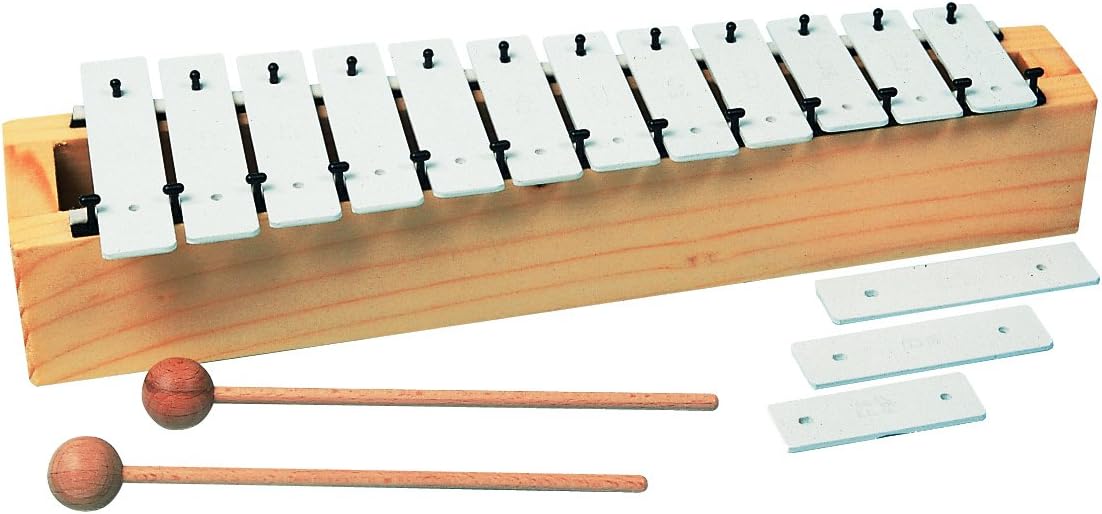 Goldon 11090 12 Plus 3 Sound Plates Soprano Metallophone with Firewood Soundbox - White