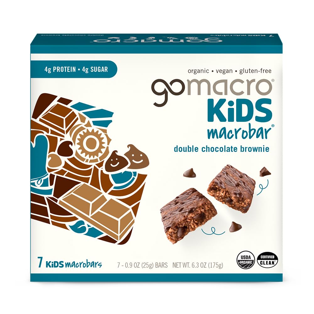 Gomacro, Organic Bar Kids Double Chocolate Brownie 7 Count, 6.3 Ounce
