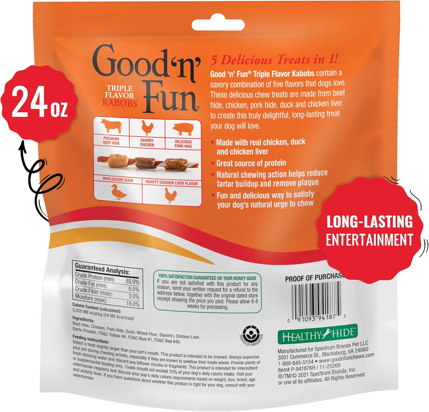 Good 'n' Fun Kabobs Long-Lasting Dog Treat, With Real Proteins, Beef Hide and Premium... image