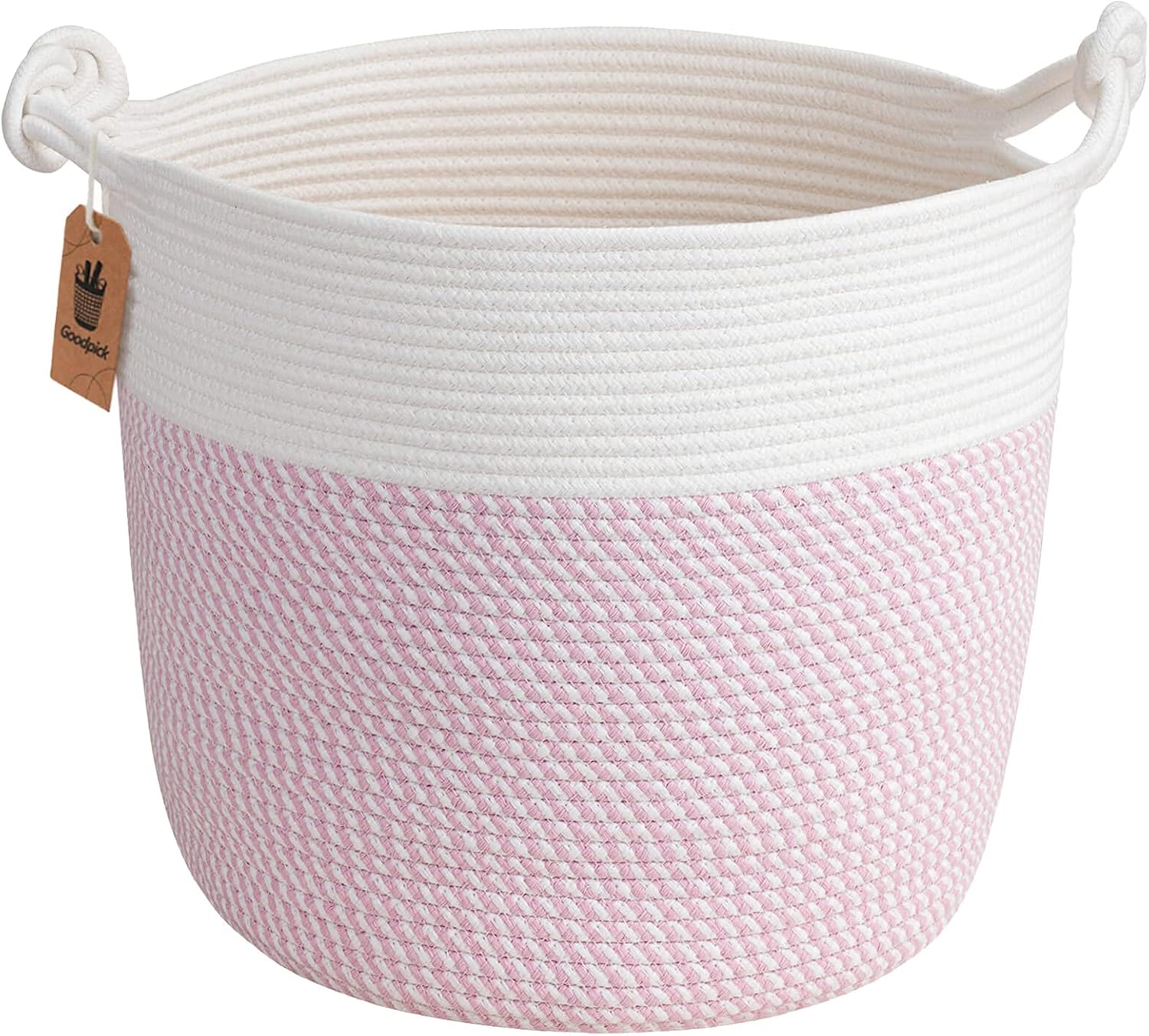 Goodpick Baby Storage Basket, Pink Laundry Basket 15 x 14.2 Inches, Toy Basket for Clothes...