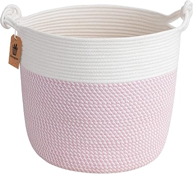 Goodpick Baby Storage Basket, Pink Laundry Basket 15 x 14.2 Inches, Toy Basket for Clothes... image