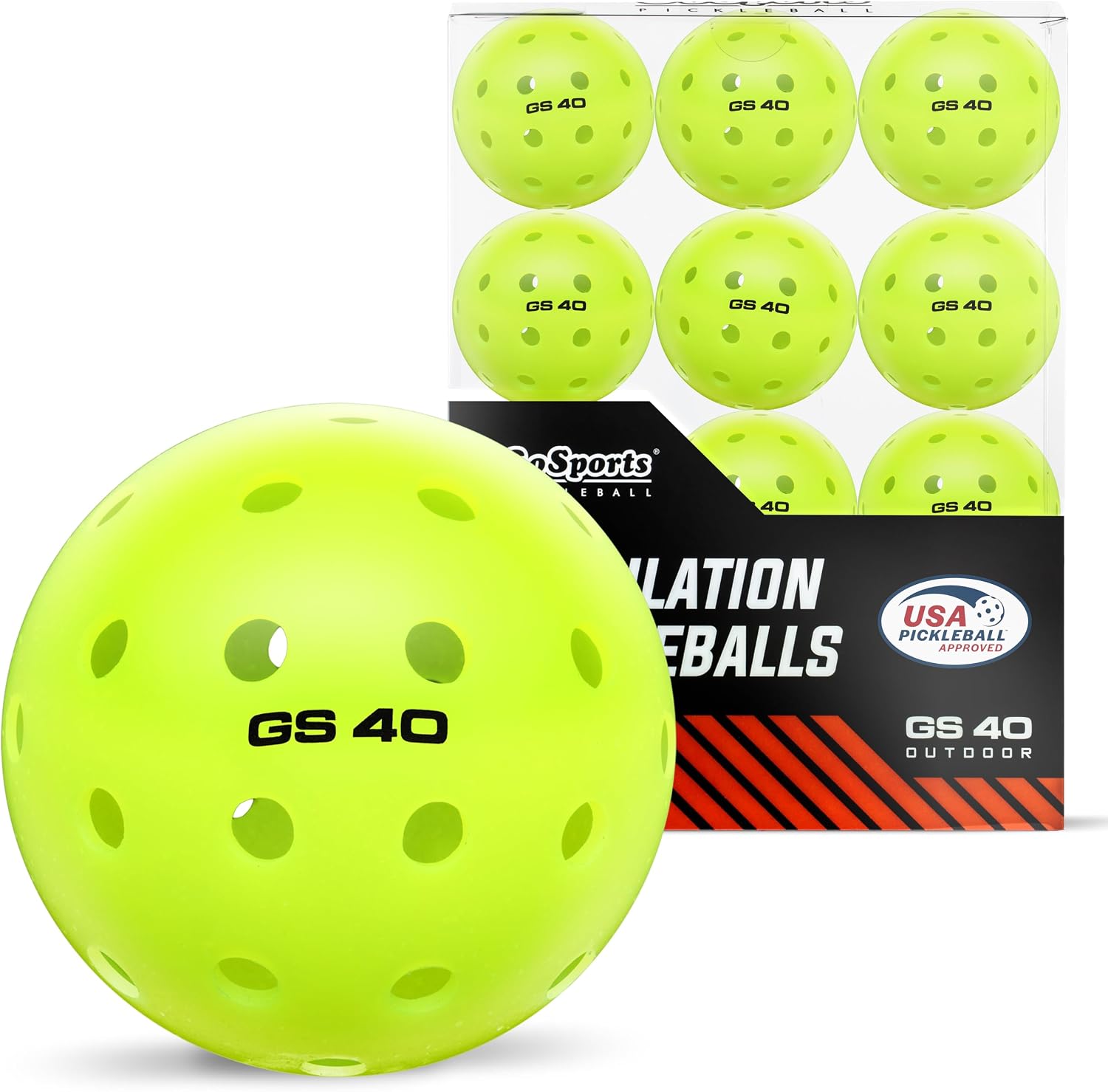 GoSports GS 40 Pickleball Balls - 4, 12, or 36 Pack of Regulation USAPA Pickleballs 4.5 4.5...