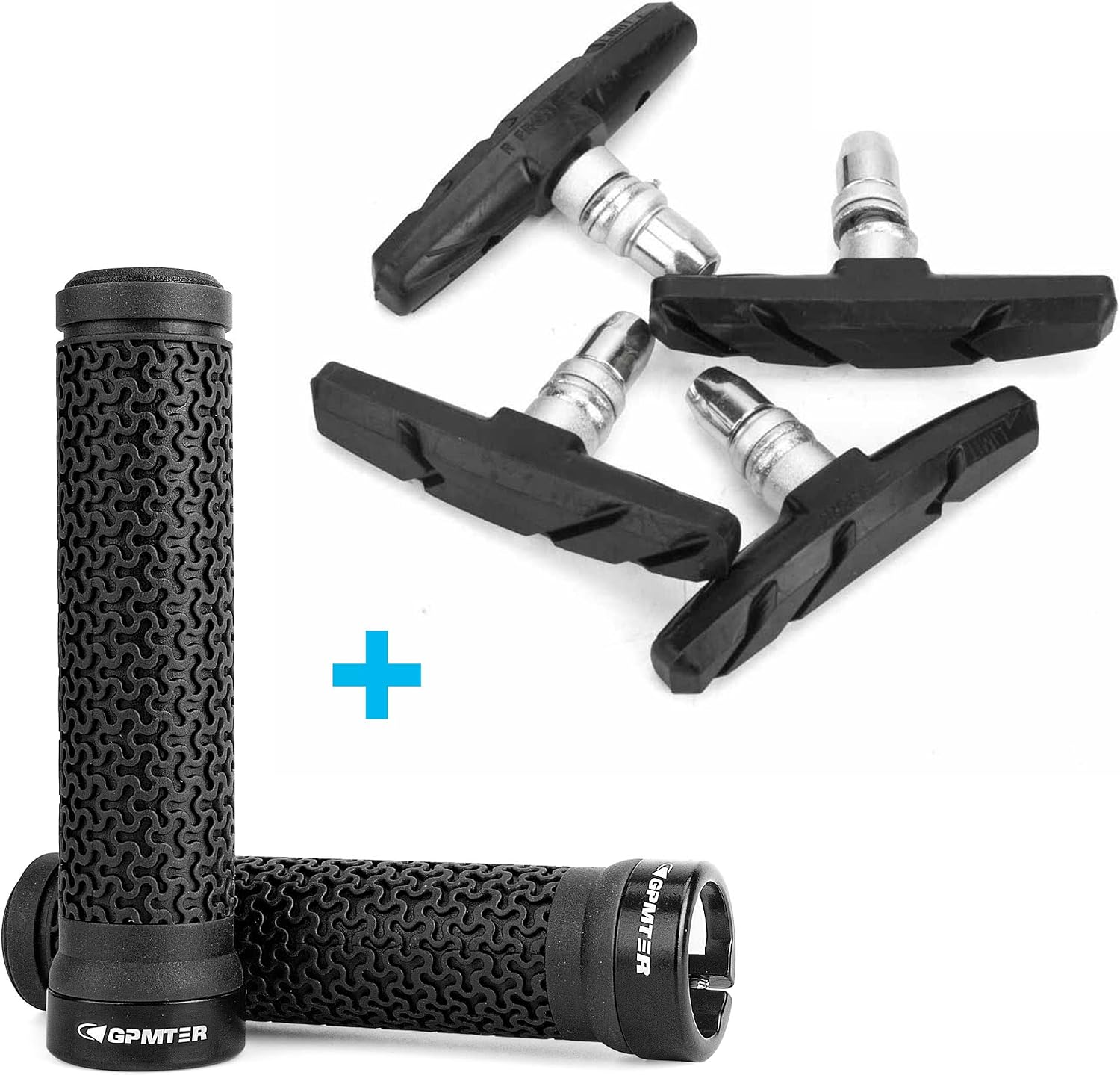 GPMTER Bike Grips + 2 Pairs Bike Brakes Pads Set