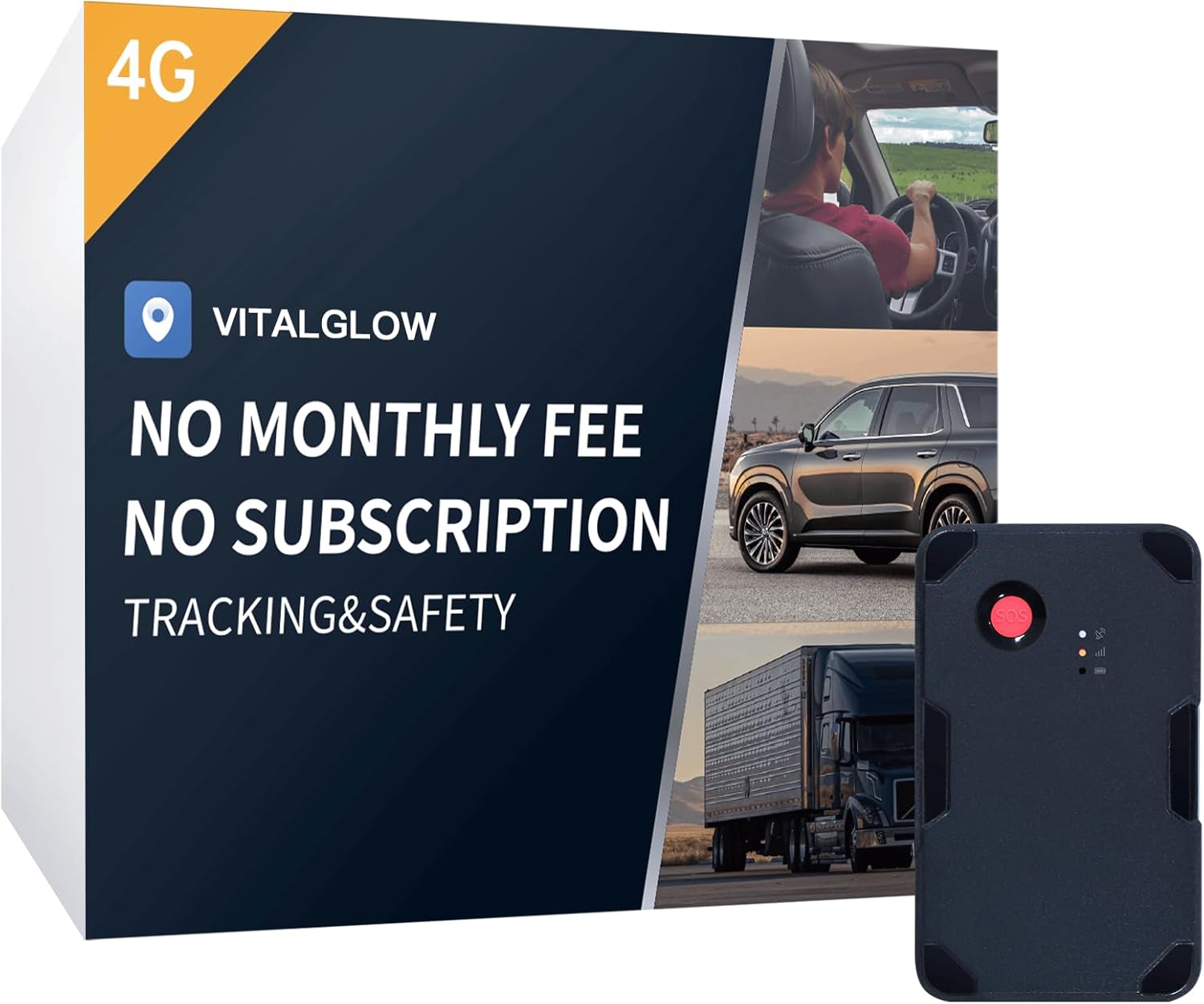 GPS Tracker for Vehicles, No Monthly Fee, No Subscription, Real-Time Location, Long Battery...