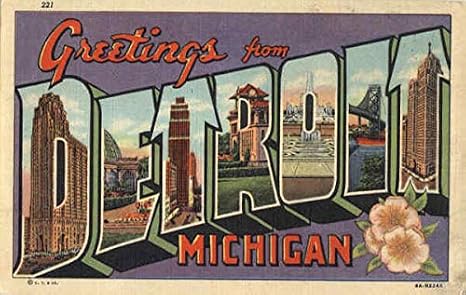 Greetings From Detroit Detroit, Michigan MI Original Antique Postcard