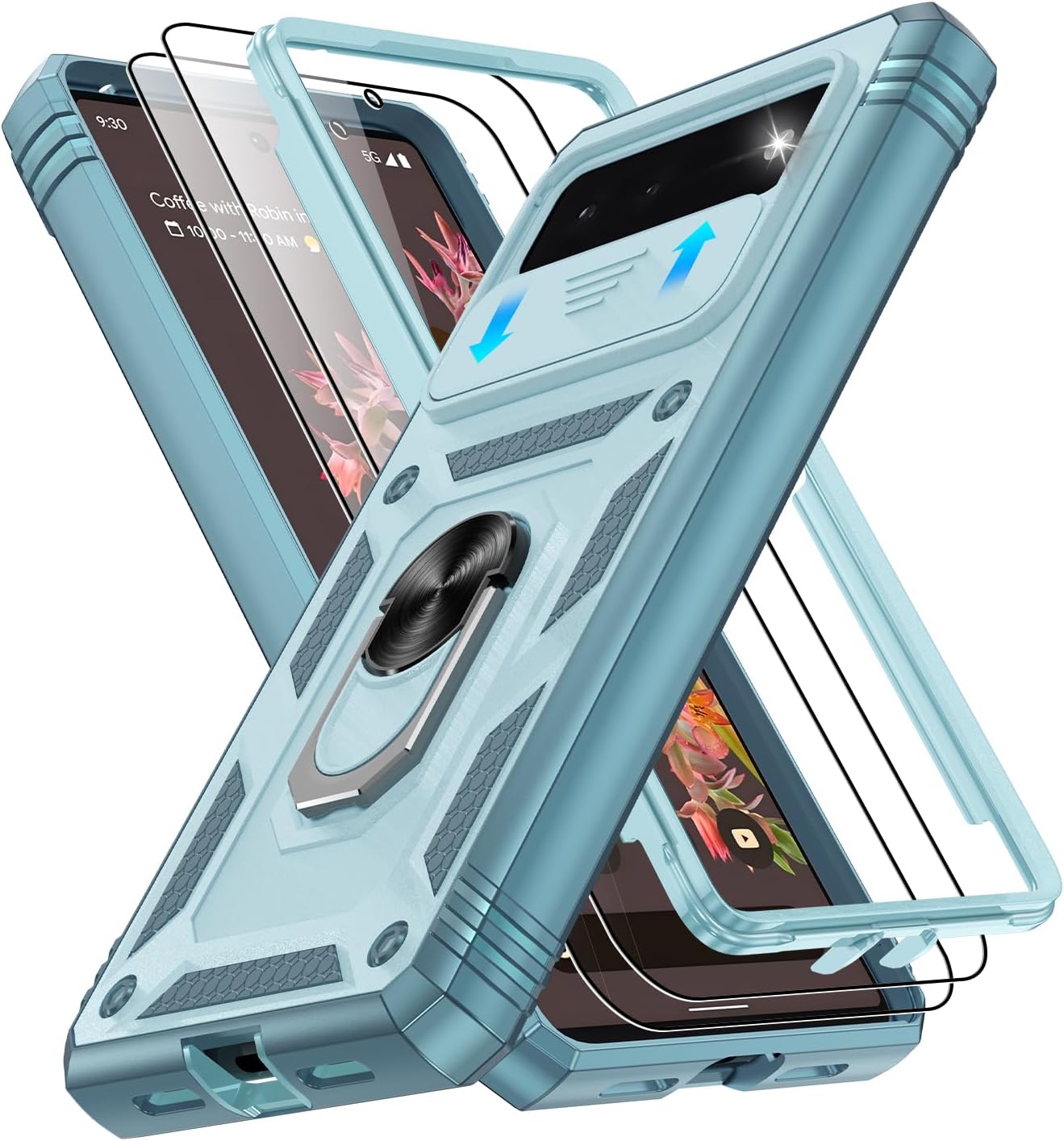 Gritup for Pixel 6 Phone Case: Case Pixel 6 with Screen Protector*2 | Magnetic Stand & Slide... image