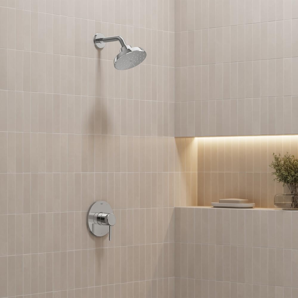 GROHE 14468000 Concetto Shower Valve Trim Kit with Pressure Balance Cartridge, Starlight Chrome image