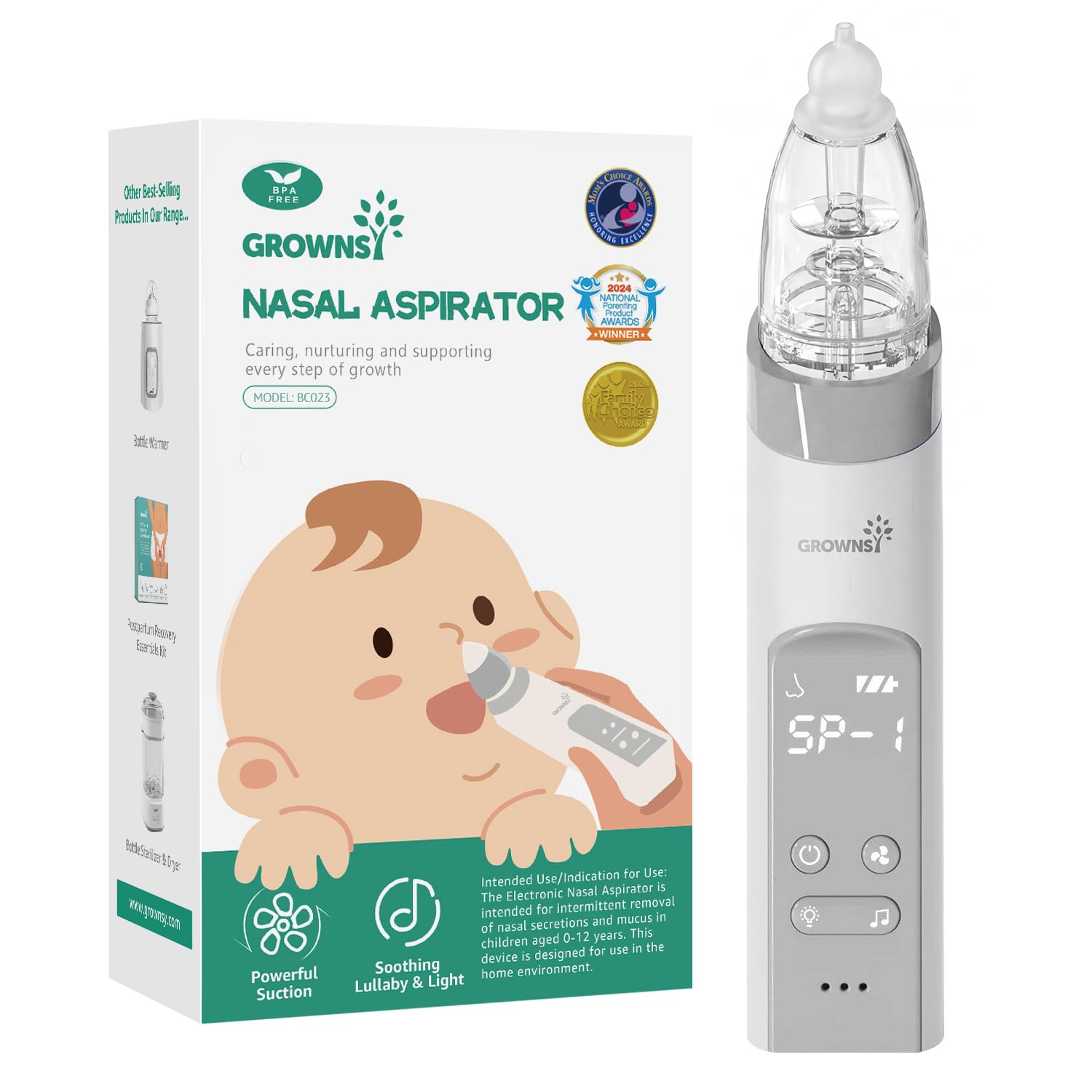 GROWNSY Nasal Aspirator for Baby, Electric Baby Nose Sucker with Larger Suction Chamber and...