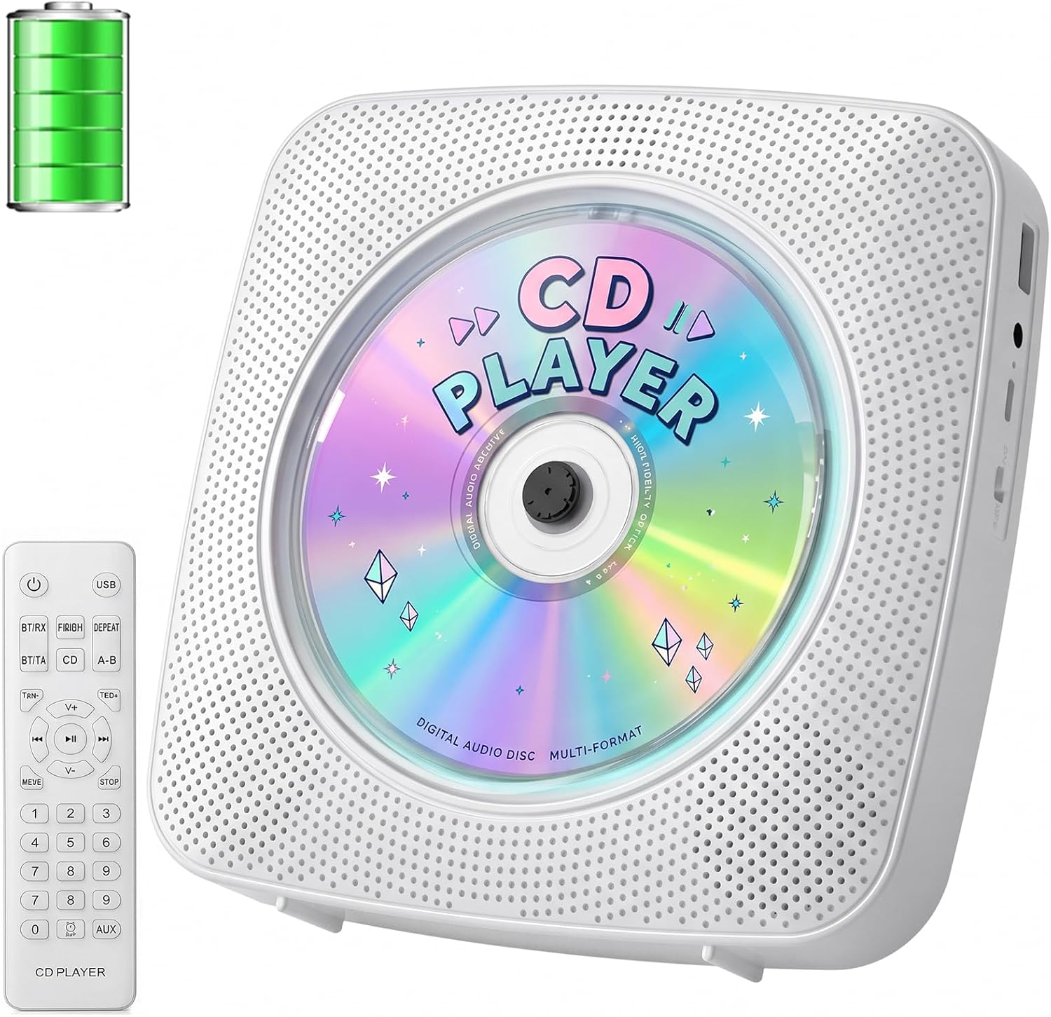 Gueray Portable CD Player Bluetooth: CD Players for Home Rechargeable Desktop Wall Portable...