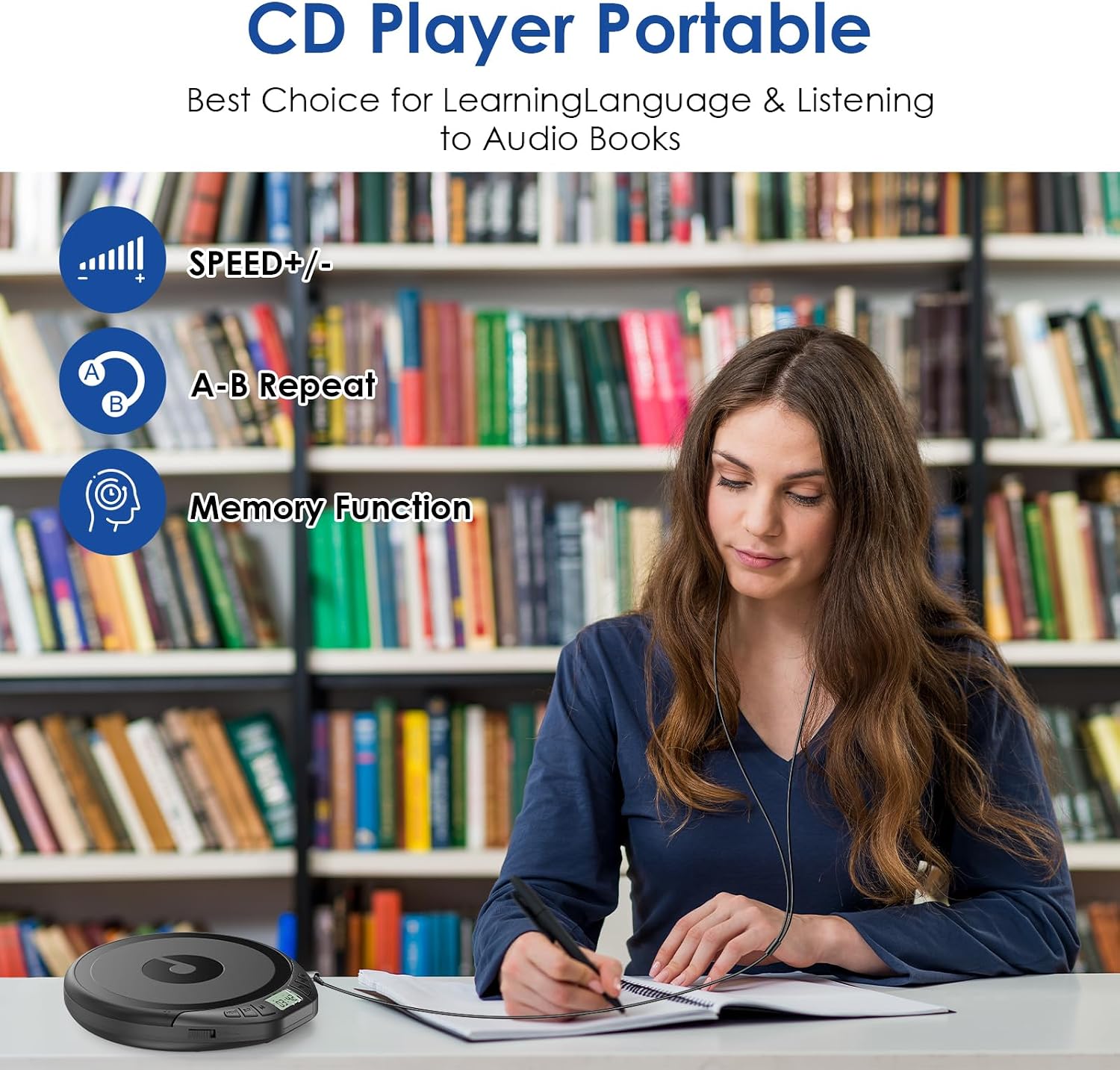 Gueray Portable CD Player CD Dsicman: with Earphones CD Player for Car with Anti-Skip... image