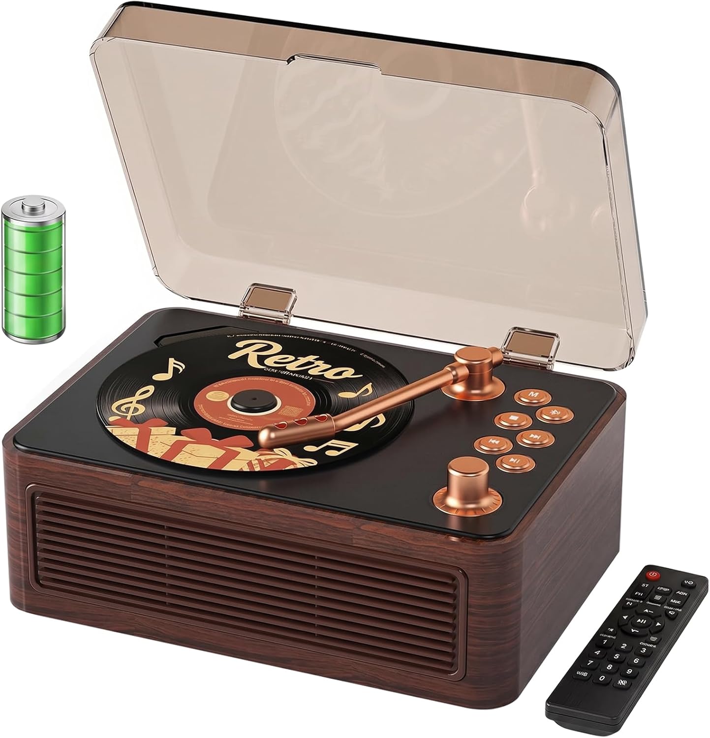Gueray Retro CD Player Portable Bluetooth CD Players with Speakers Vintage CD-Player 3600mAh...
