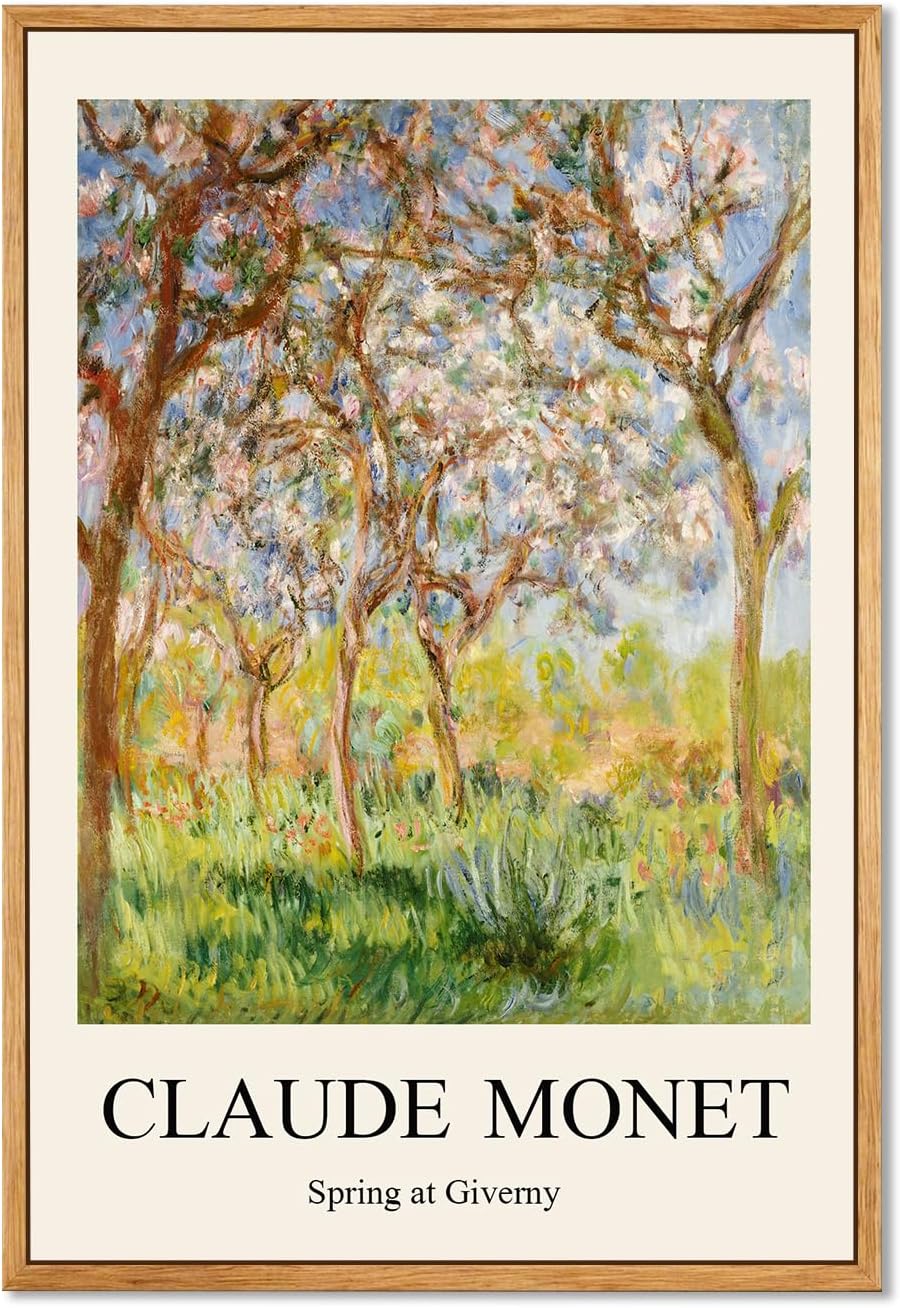 Gufro Monet Framed Wall Art Spring at Giverny Art Prints Nature Landscape Pictures Prints...