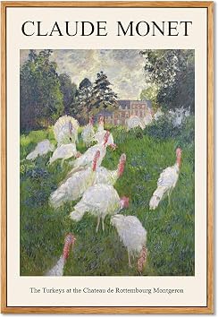 Gufro Monet Framed Wall Art The Turkeys Animal Landscape Oil Paintings Reproduction Canvas... image