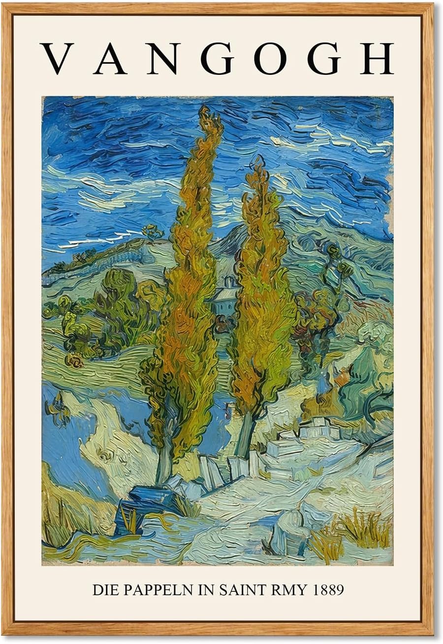 Gufro Van Gogh Framed Wall Art Die Pappeln in Saint Emy Famous Reproduction Artwork...