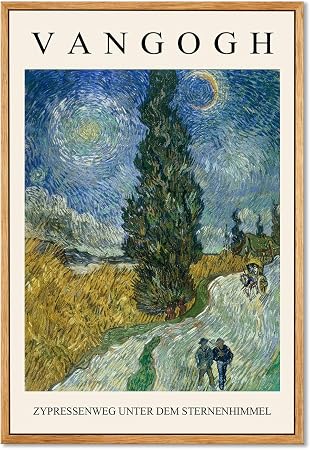 Gufro Van Gogh Framed Wall Art Sternenhimmel Oil Painting Blue Landscape Print Poster Modern... image