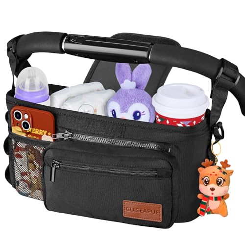 Guiseapue Universal Stroller Organizer with Cup Holder: Baby Essentials, Stroller Caddy...