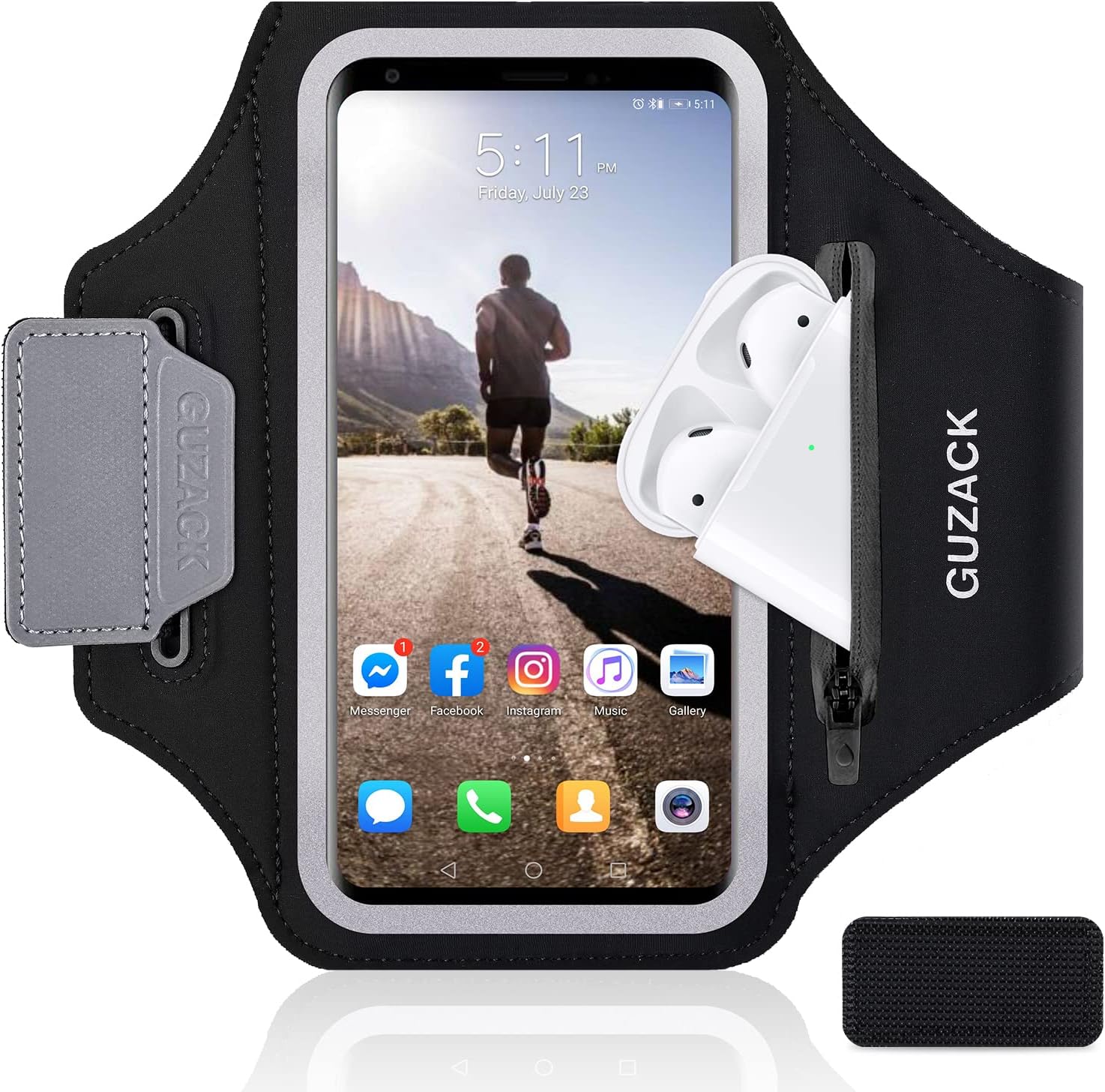 GUZACK Phone Holder for Running with Zipper Pouch, Running Armband for iPhone...