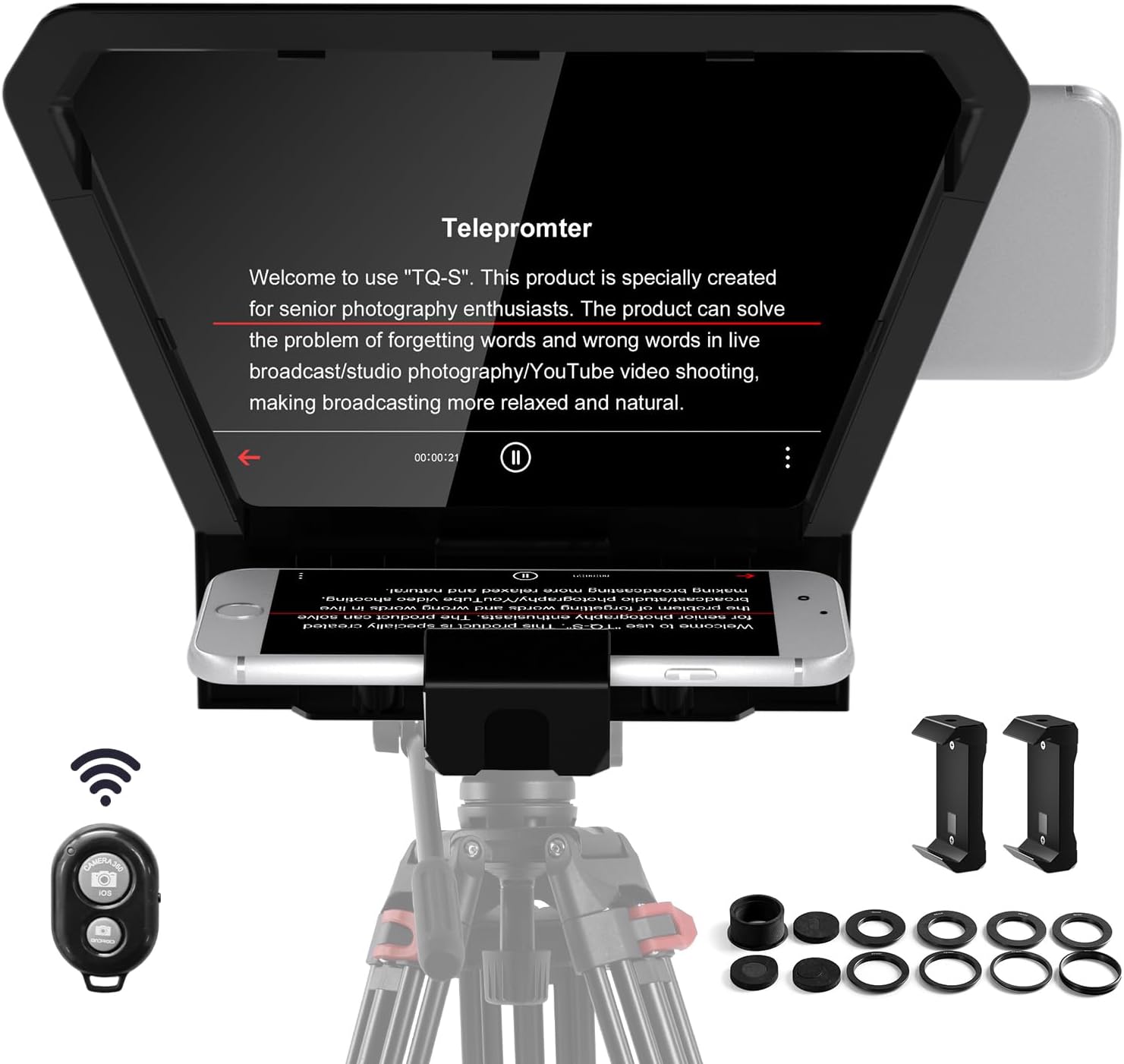 GVM Teleprompter Portable for iPad, Tablet, Smartphone & DSLR Cameras, Teleprompter Kit with...