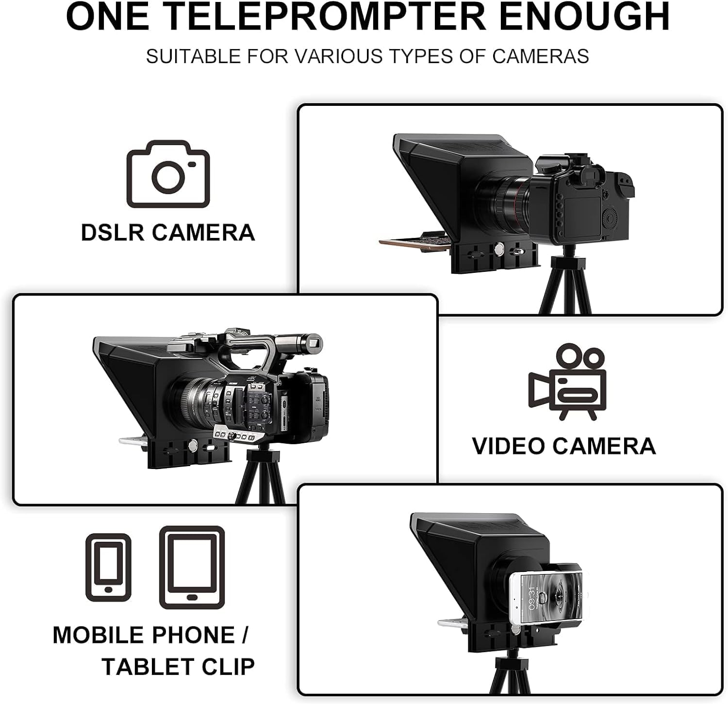 GVM Teleprompter Portable for iPad, Tablet, Smartphone & DSLR Cameras, Teleprompter Kit with... image
