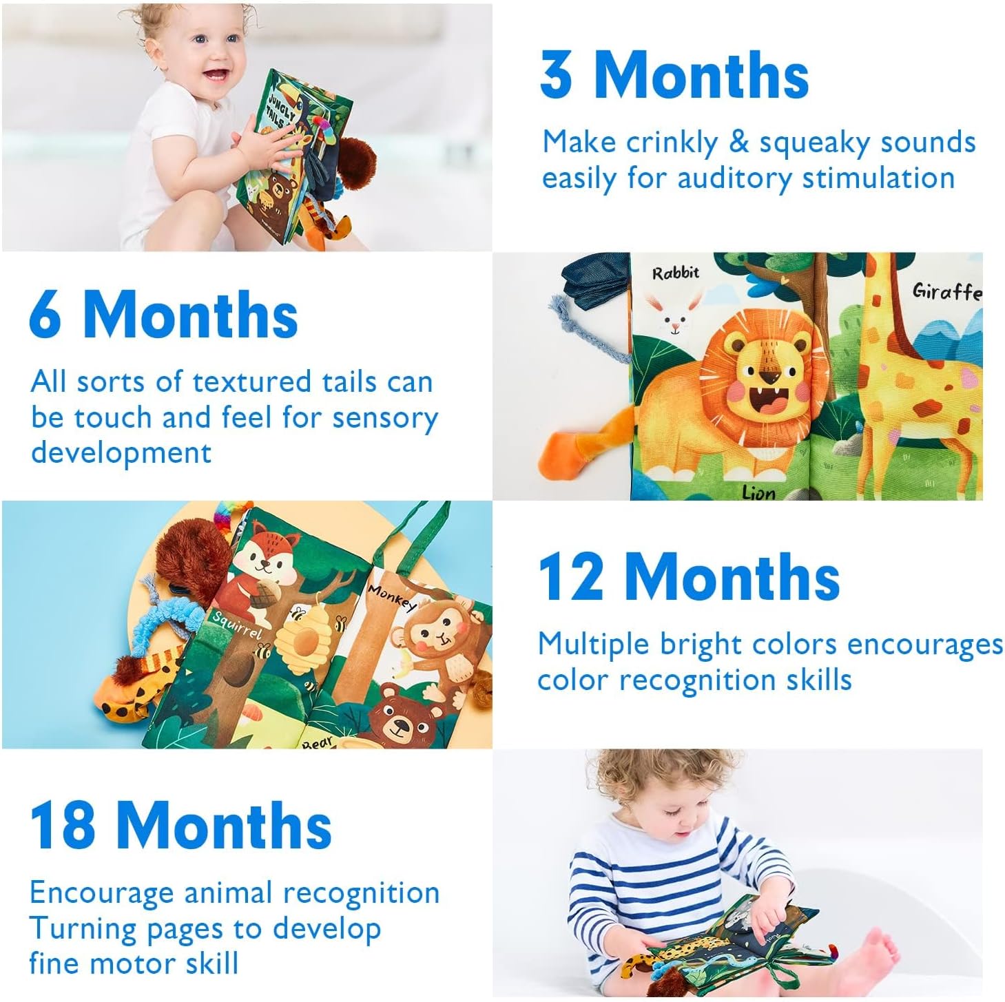 hahaland Baby Books 0-6 Months,Infant Tummy Time Toy Sensory Toys 6 to 12 Months Touch Feel... image