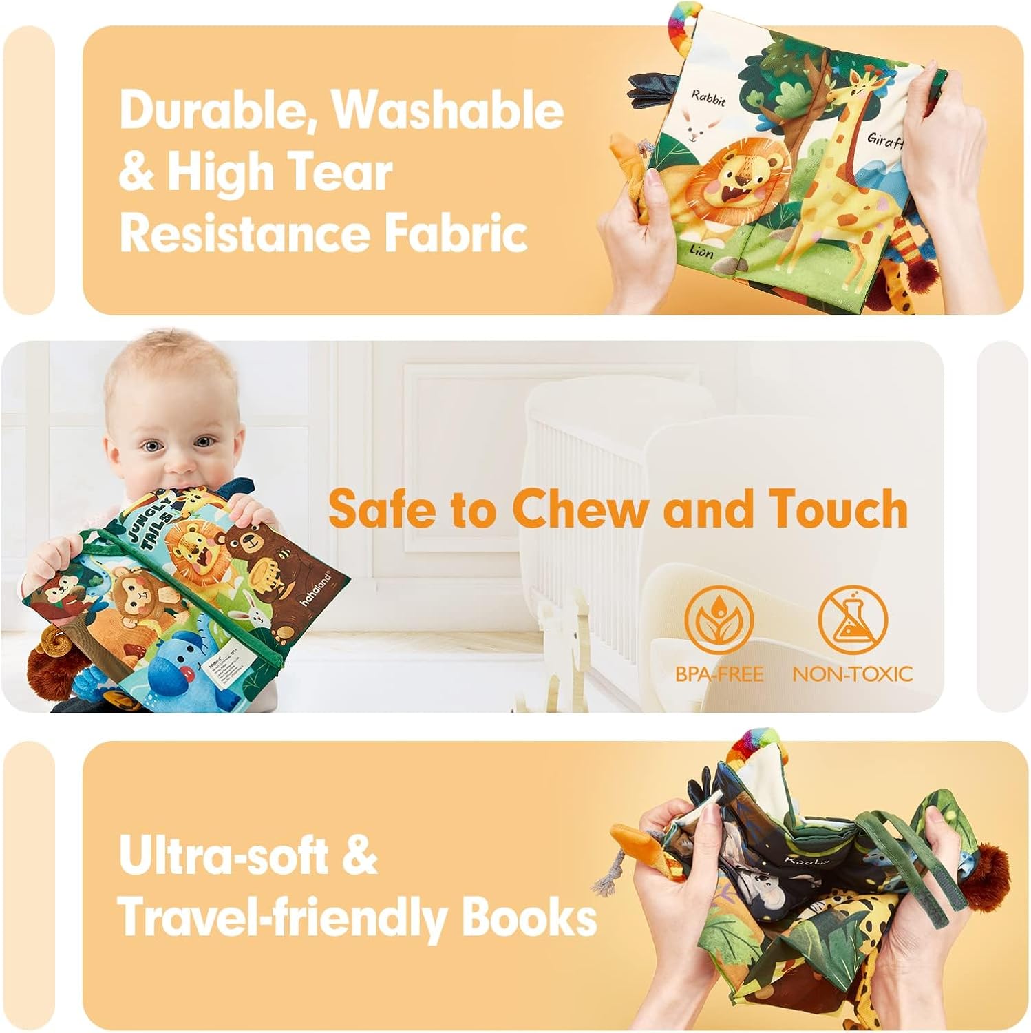 hahaland Baby Books 0-6 Months,Infant Tummy Time Toy Sensory Toys 6 to 12 Months Touch Feel... image