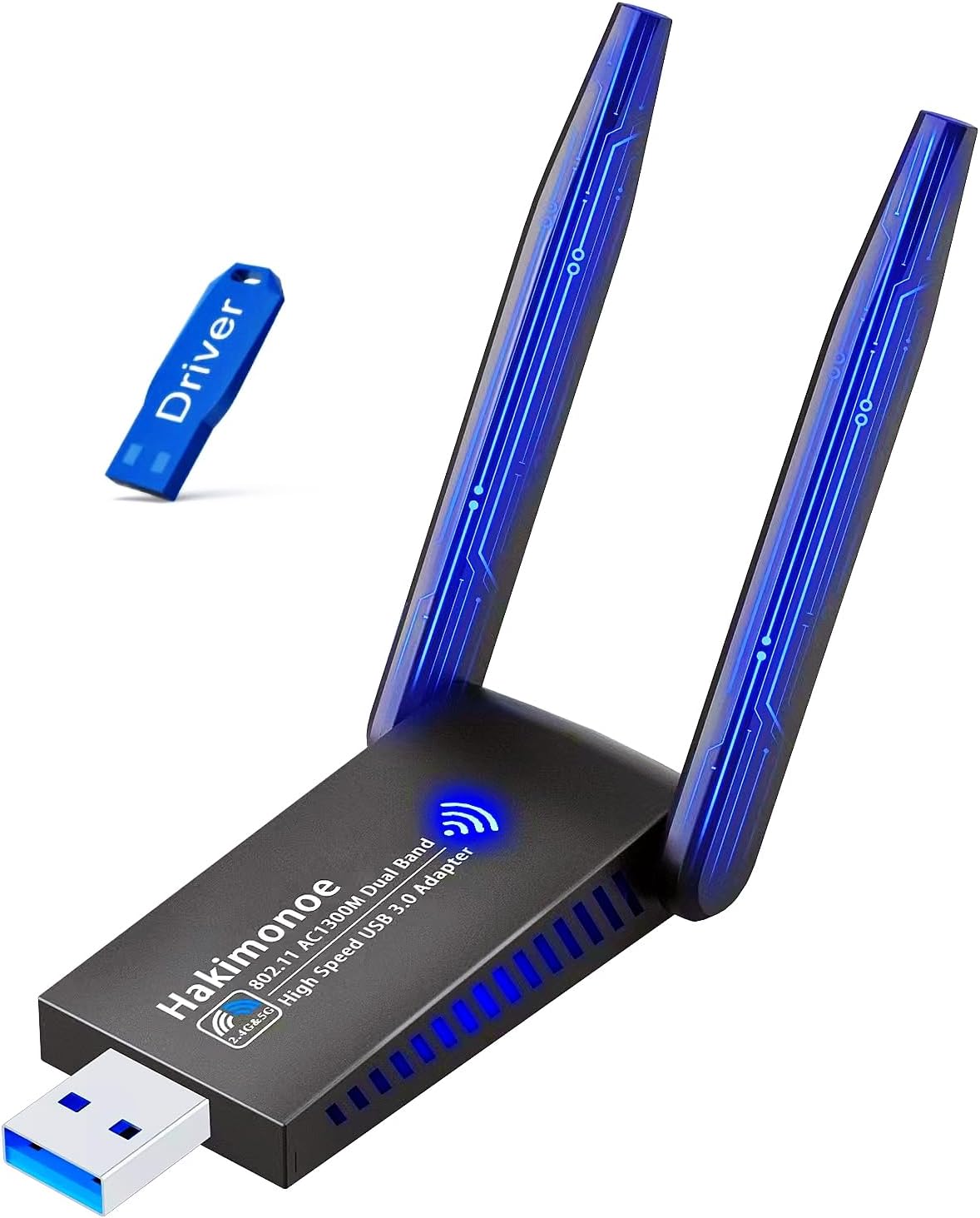 Hakimonoe USB 3.0 WiFi Adapter for PC Desktop, AC1300Mbps Dual Band 2.4G 5G Wireless Network...