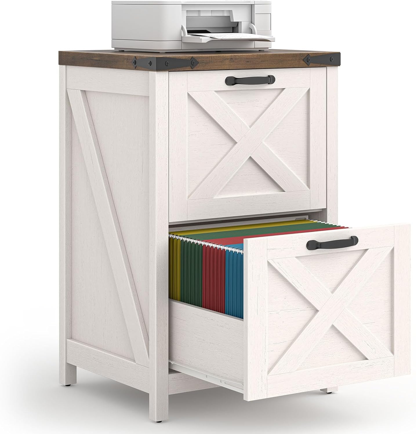 Halitaa 2 Drawer Small File Cabinet, Farmhouse Vertical Filing Cabinet Fits Letter and A4...