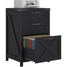 Halitaa 3 Drawer File Cabinet, Grey